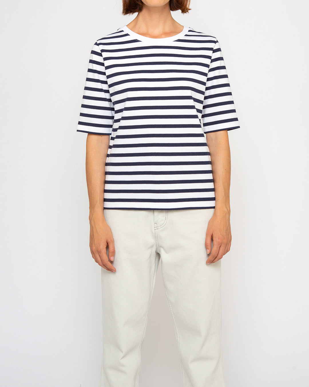 Minnie Stripe Tee (Relaxed Fit) - Navy / White