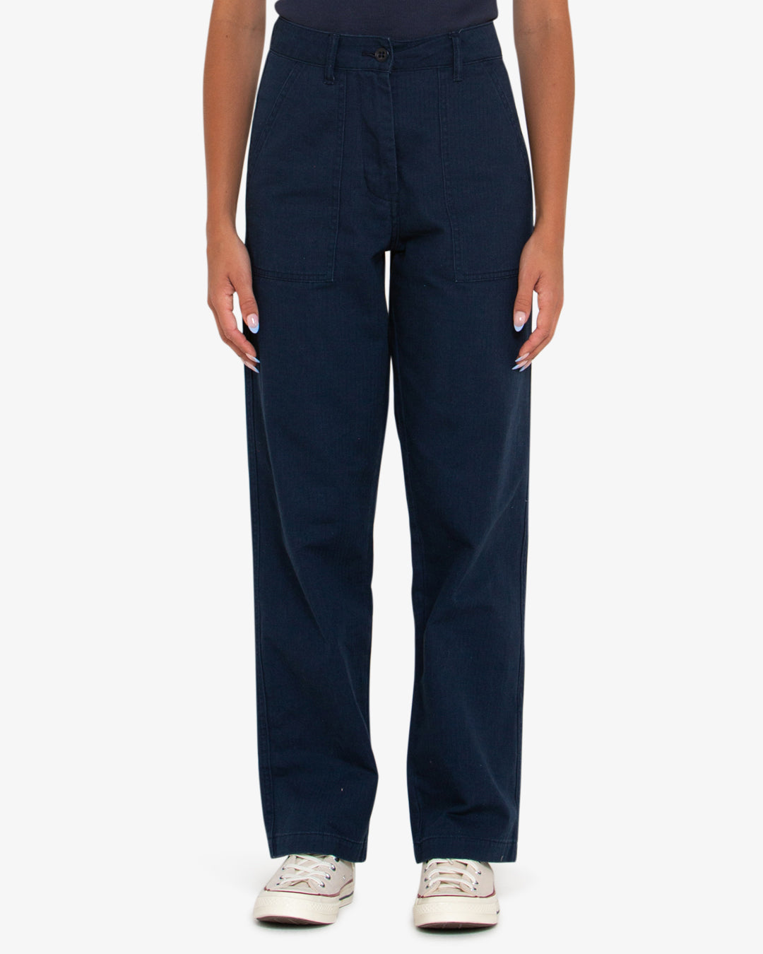 Herringbone Mona Pant - Navy