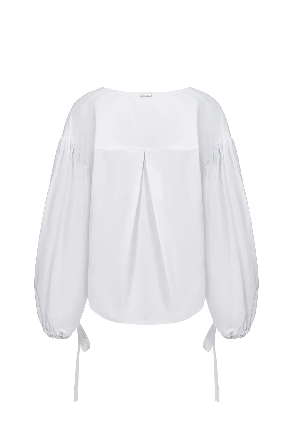 Blouse en popeline de coton à liens - Blanc