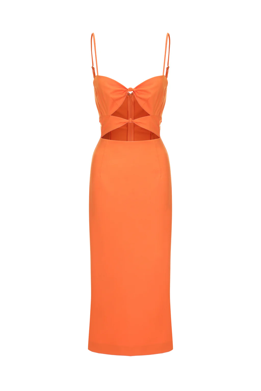 Robe Midi à Découpe Géometrique Orange