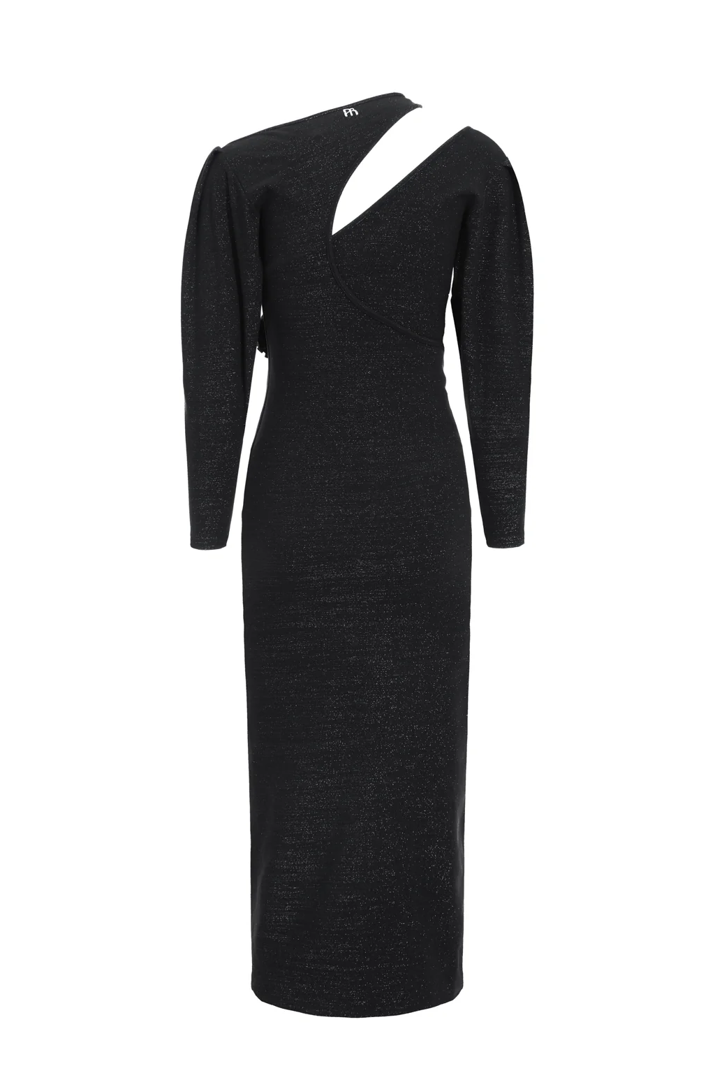 Robe midi à découpe en jersey scintillant avec fleurs - noir