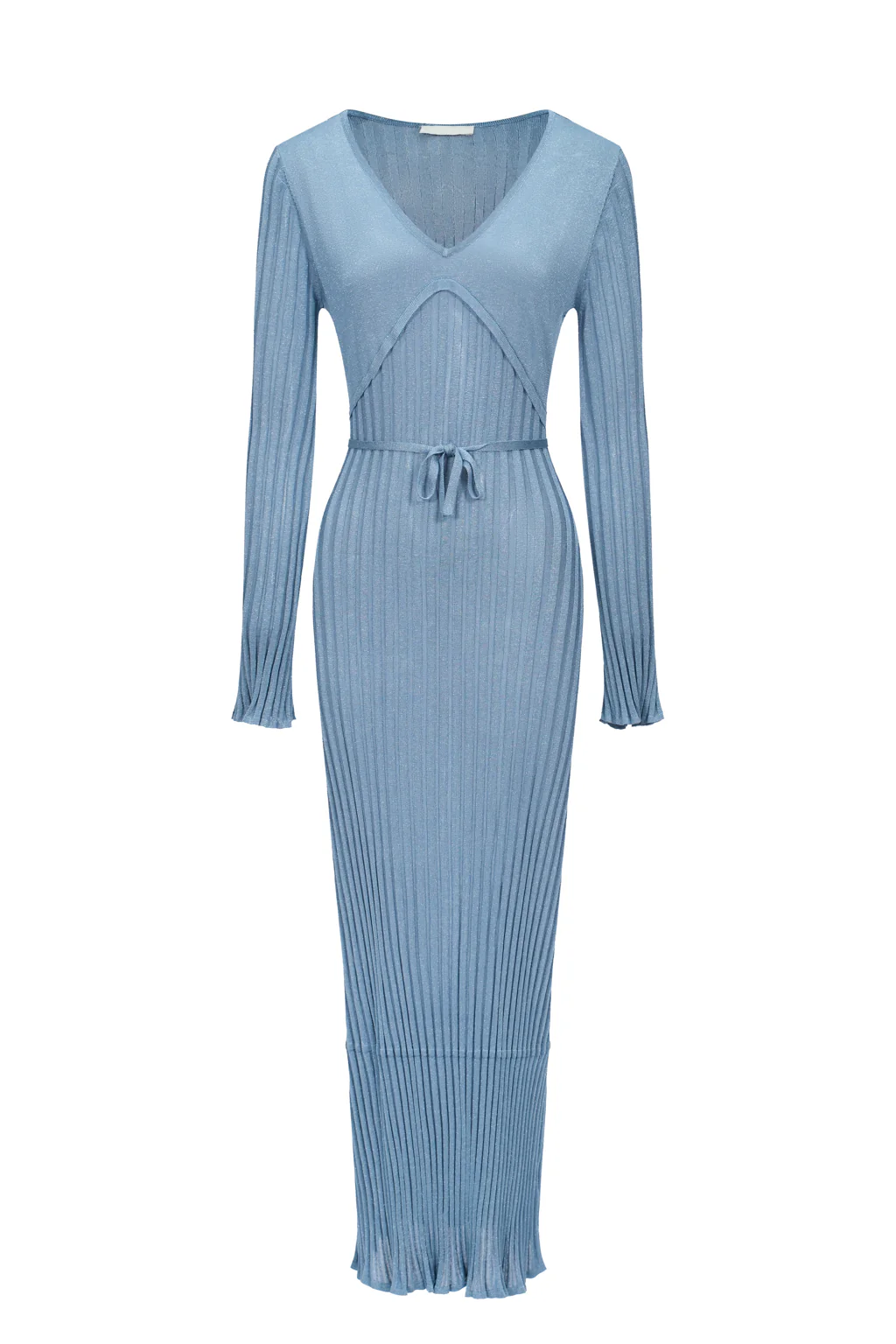 Robe longue en maille côtelée scintillante - Bleu