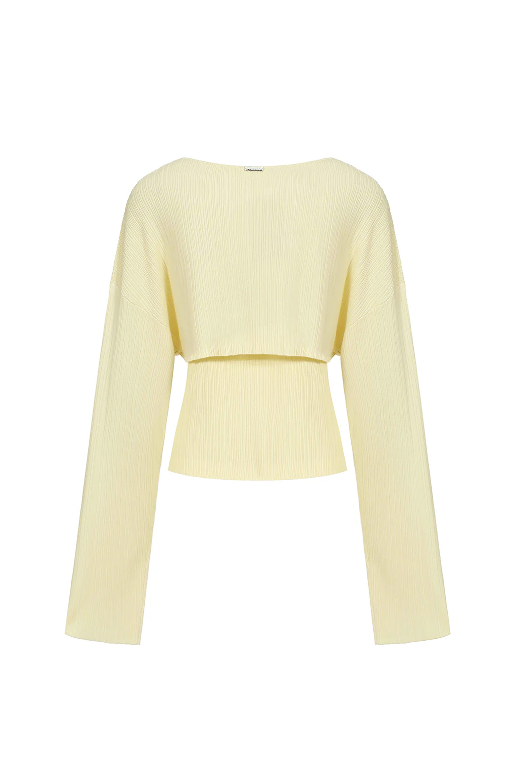 Twin set côtelé avec fleur - Jaune