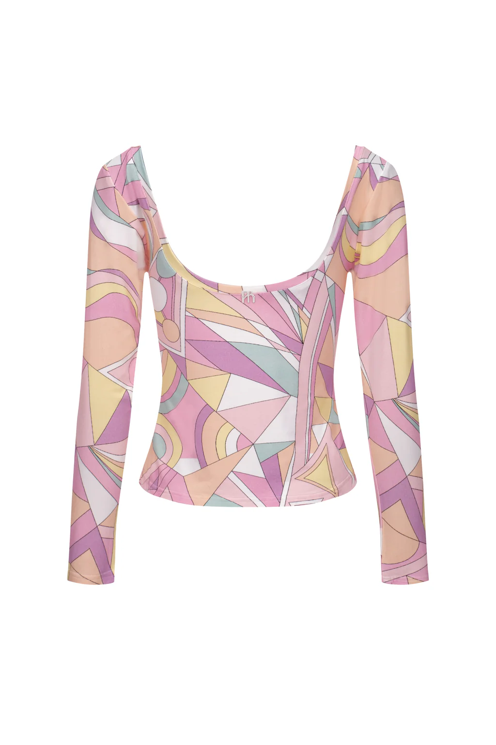 Haut en jersey à col rond à motif géométrique rétro - multicolore