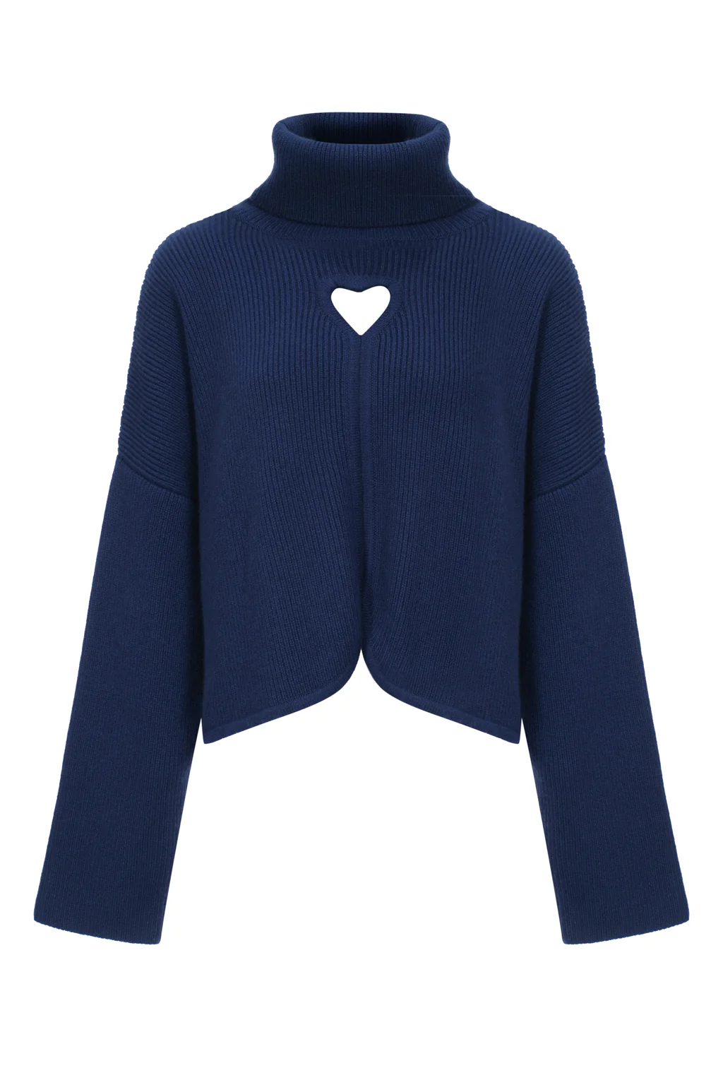 Pull en pur cachemire à découpe coeurs - bleu nuit