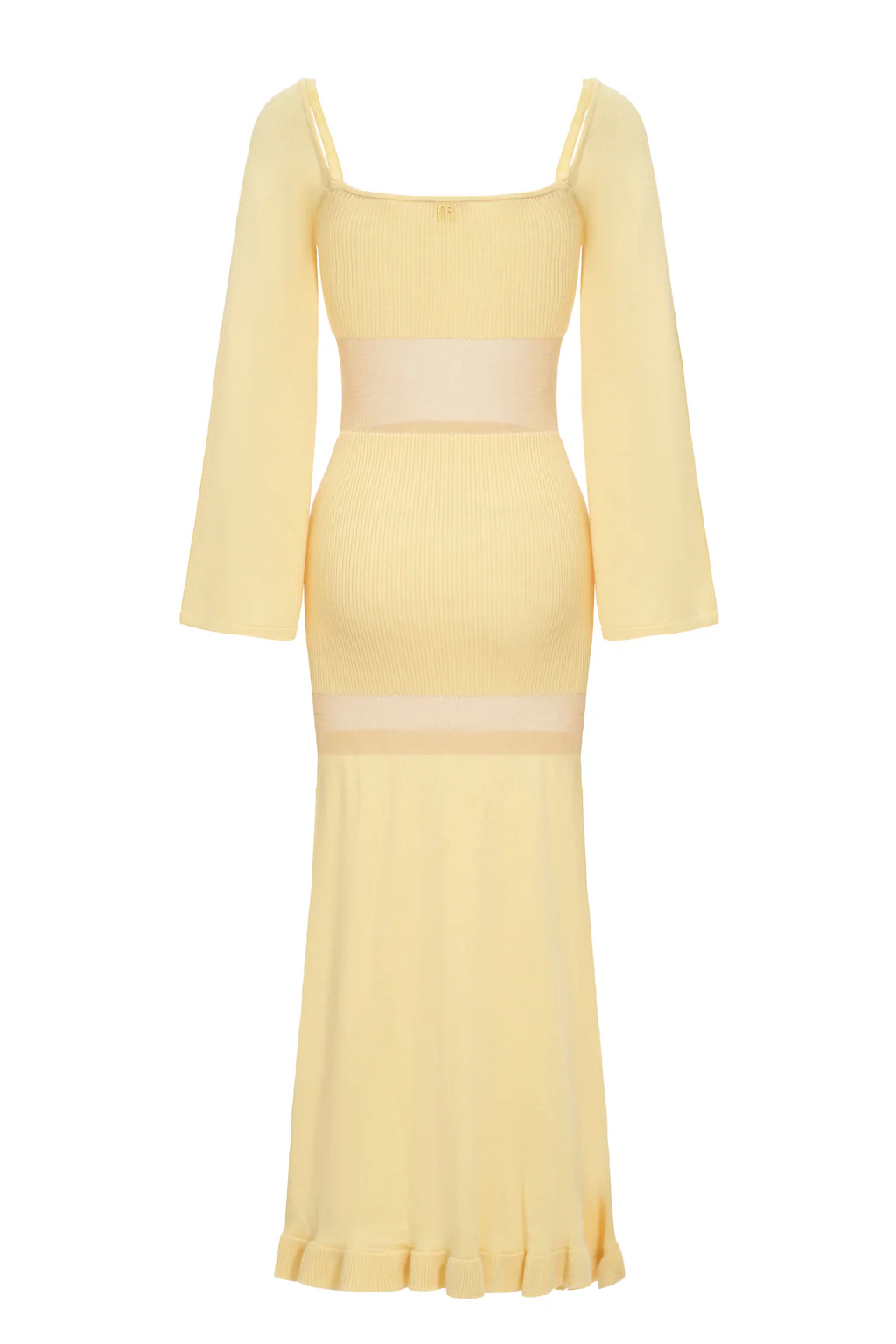 Robe longue en maille opaque - jaune antique