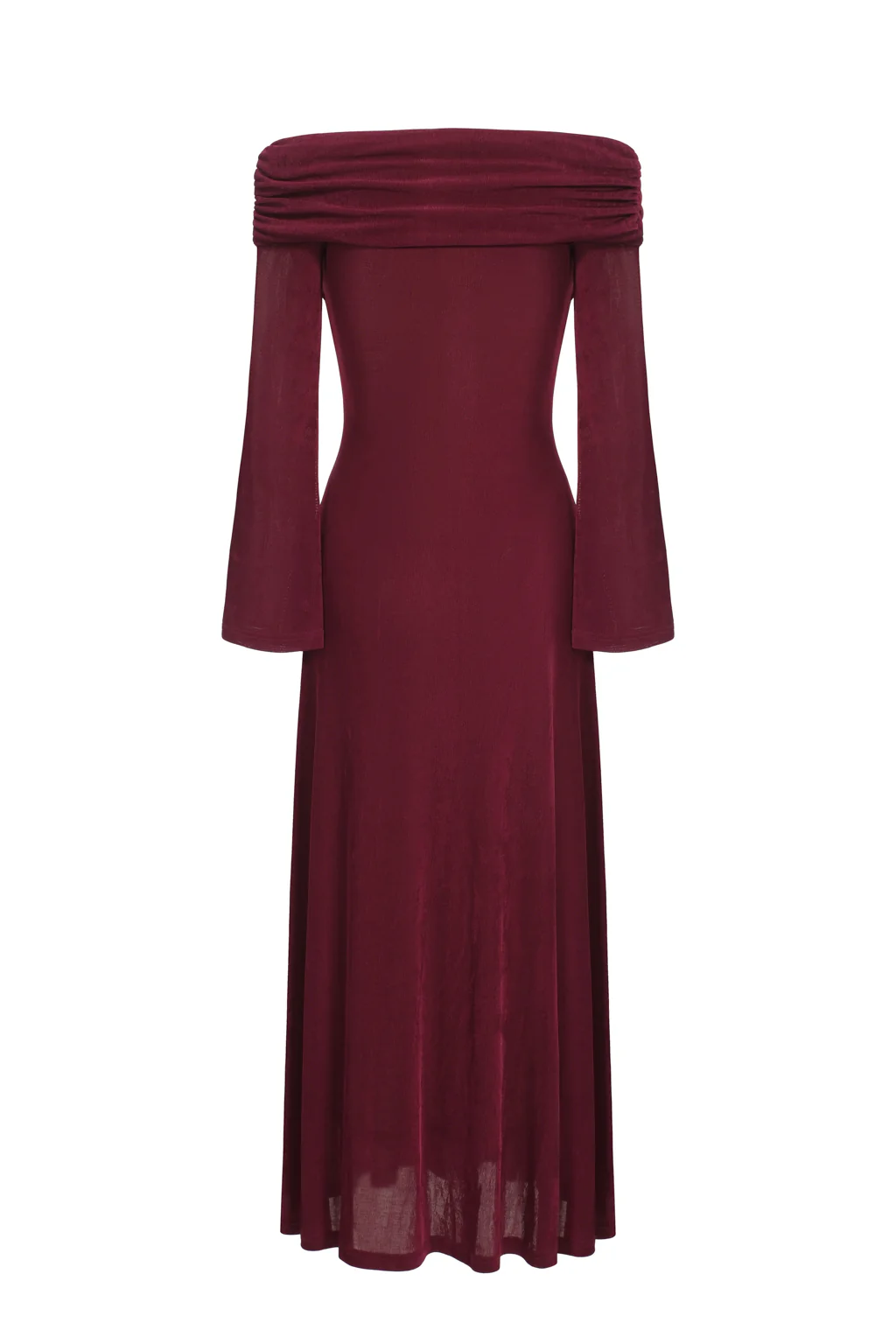 Robe drapée épaules nues avec broche orchidée - Fuchsia