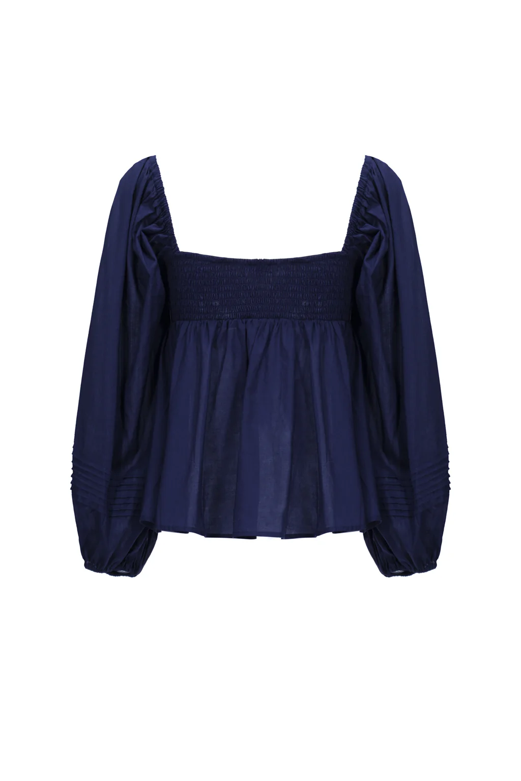 Haut à nouer avec manches bouffantes - Bleu marine