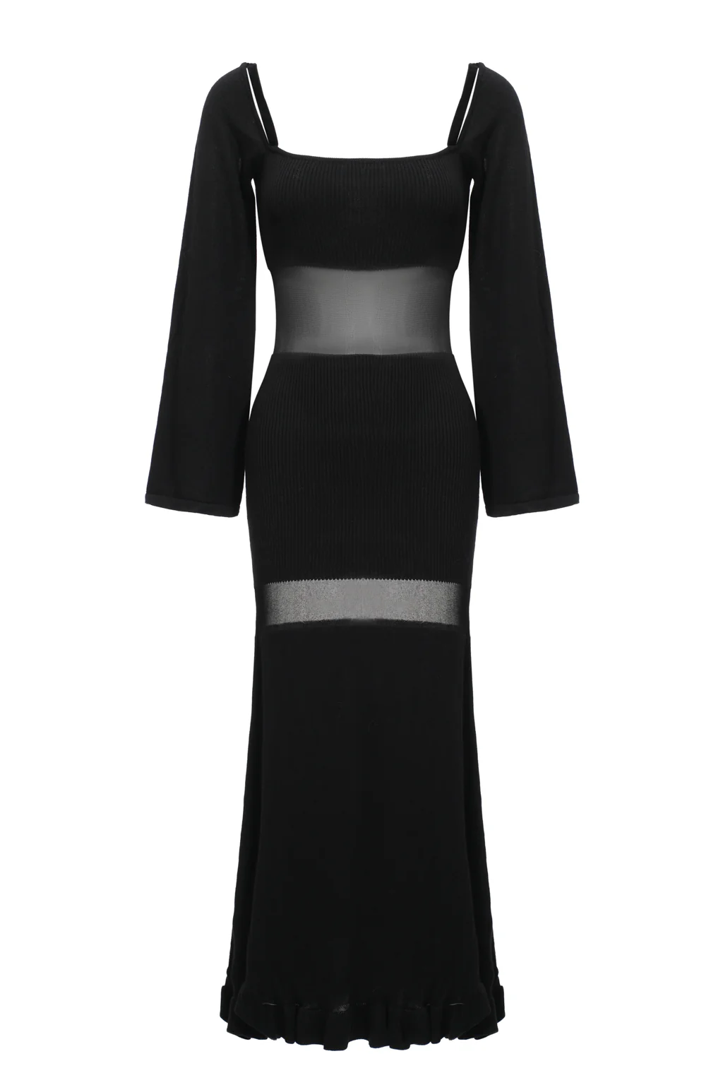 Robe longue en maille opaque - noir