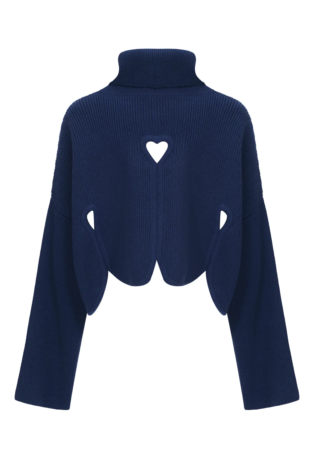 Pull en pur cachemire à découpe coeurs - bleu nuit