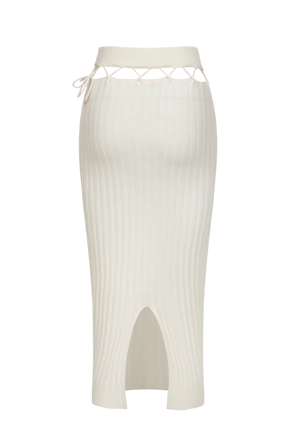 Jupe midi en laine mélangée suspendue à ceinture - beige