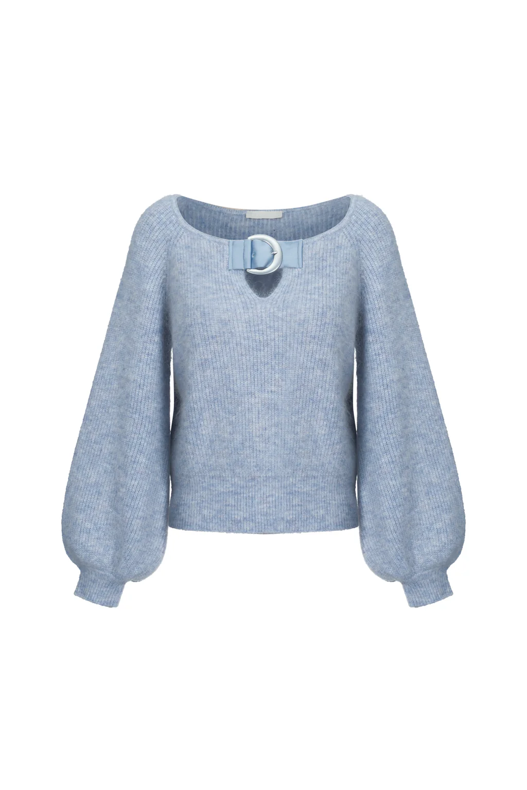 Pull en mohair et laine à boucle de ceinture - Bleu lilas