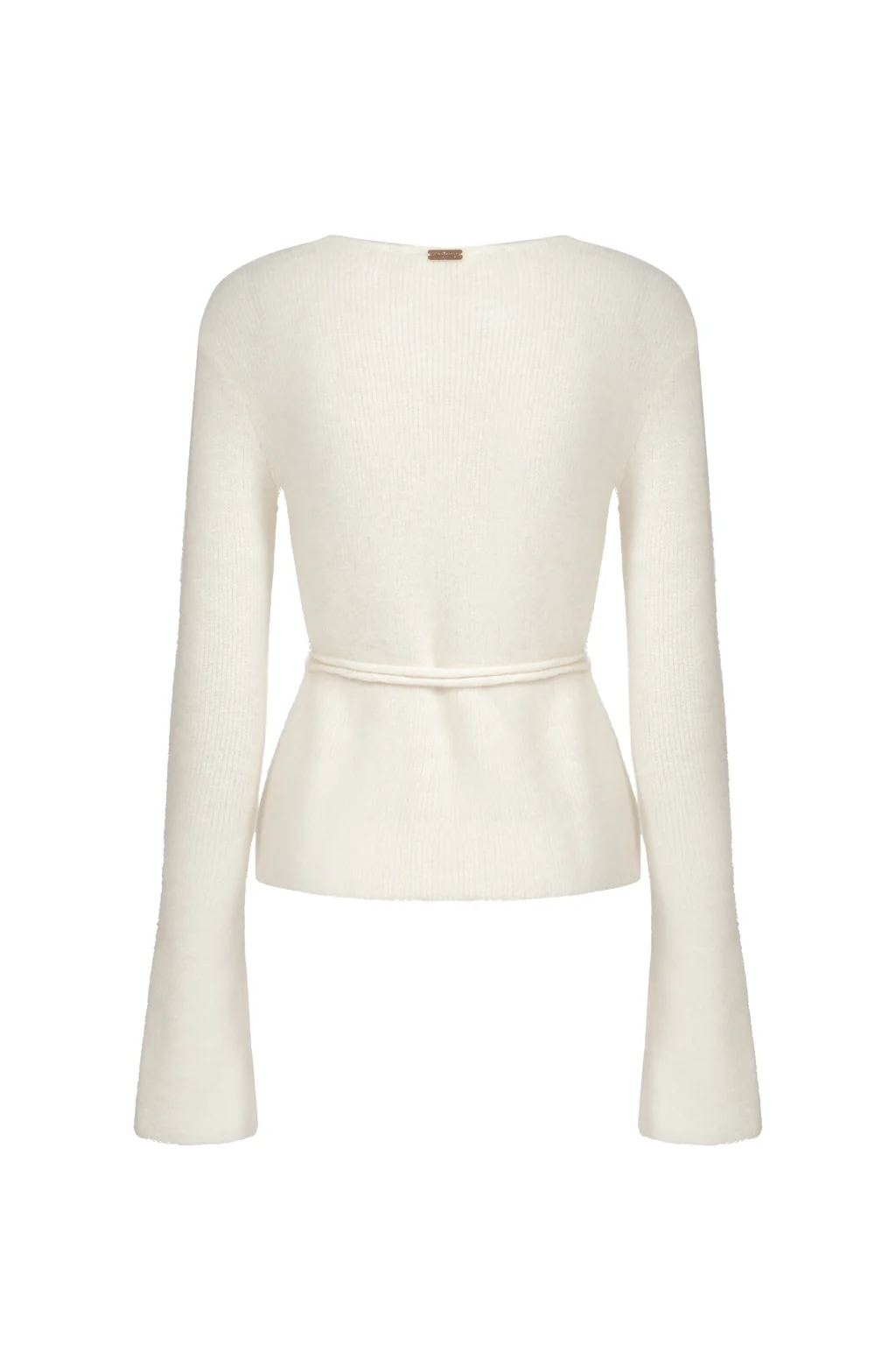 Haut cache-cœur en mohair et laine à fleurs - Blanc