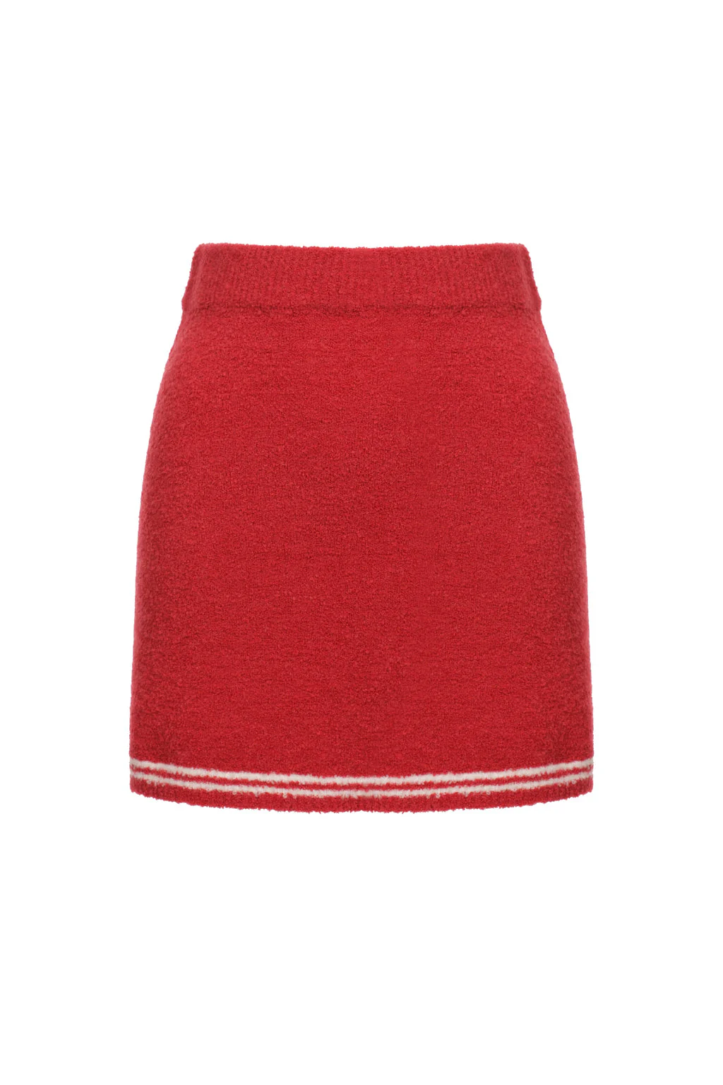 Mini-jupe en maille bouclette - cerise