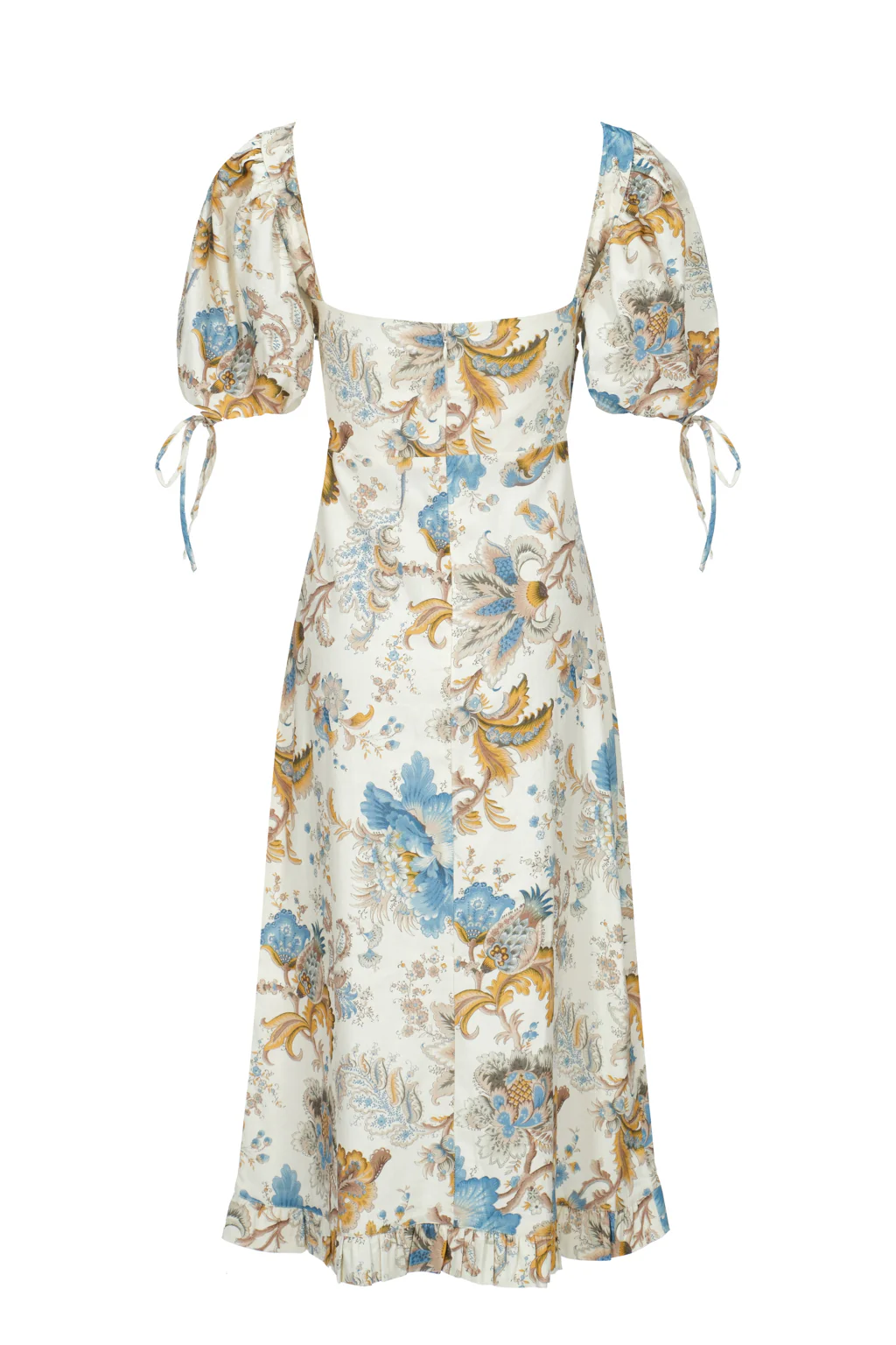 Robe Midi en Lin Stretch Mélangé à Manche Bouffante Idyllique