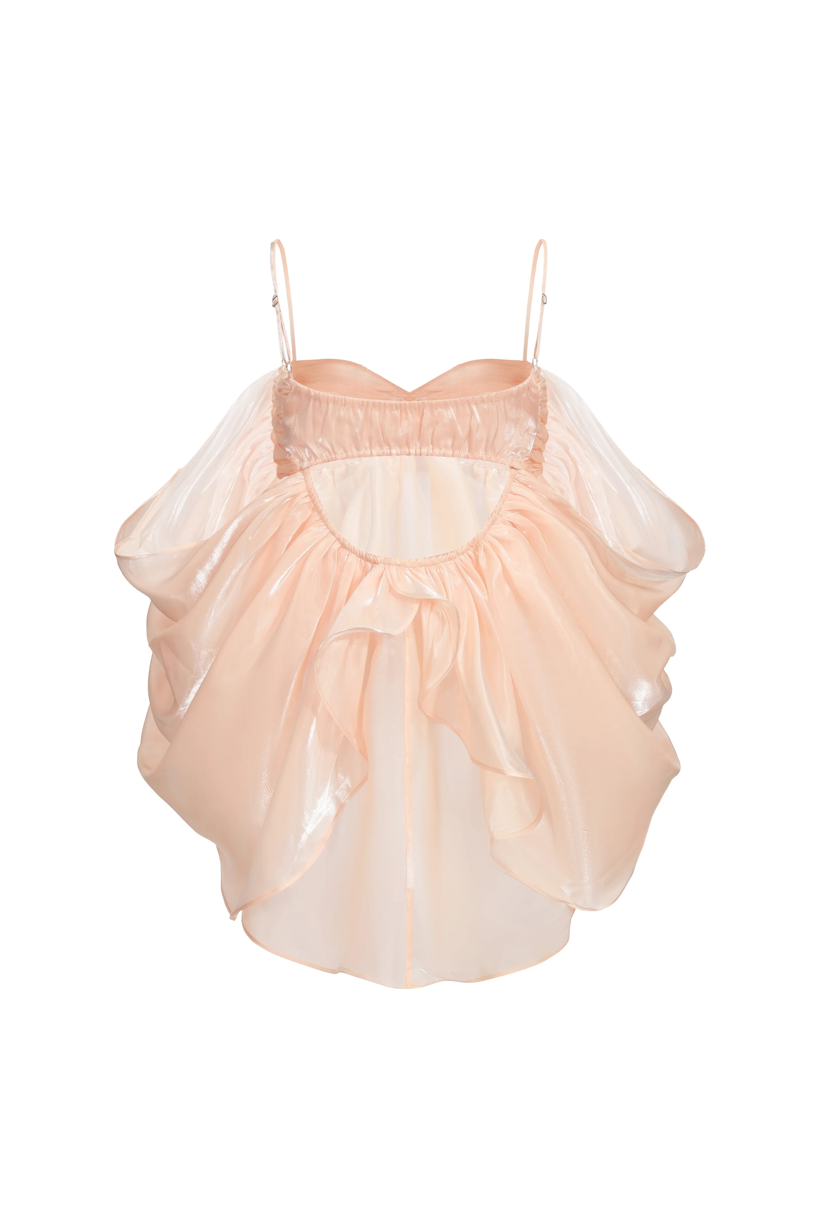 Haut dos nu en organza et à volants - Abricot