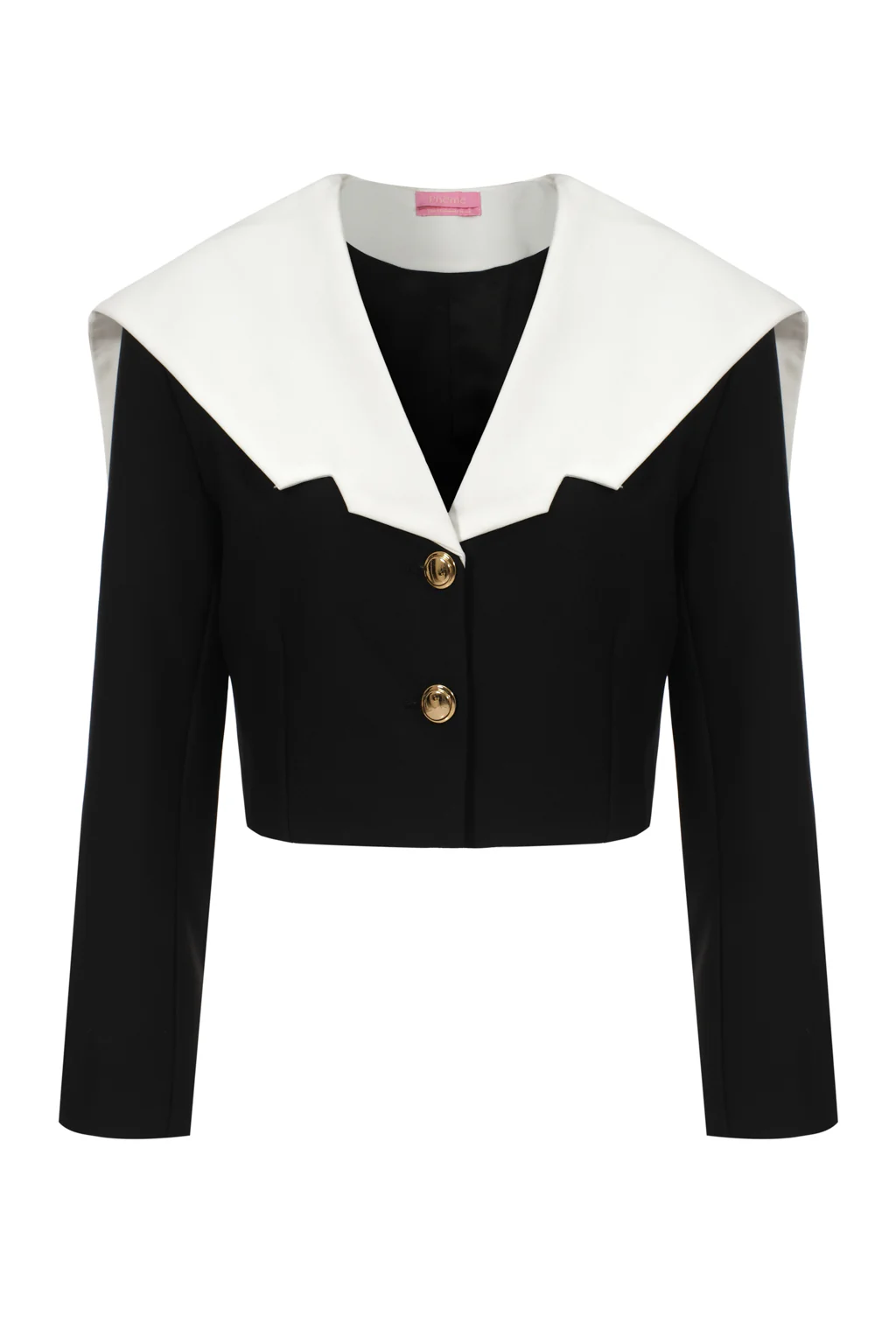 Blazer raccourci à col oversize - noir et blanc
