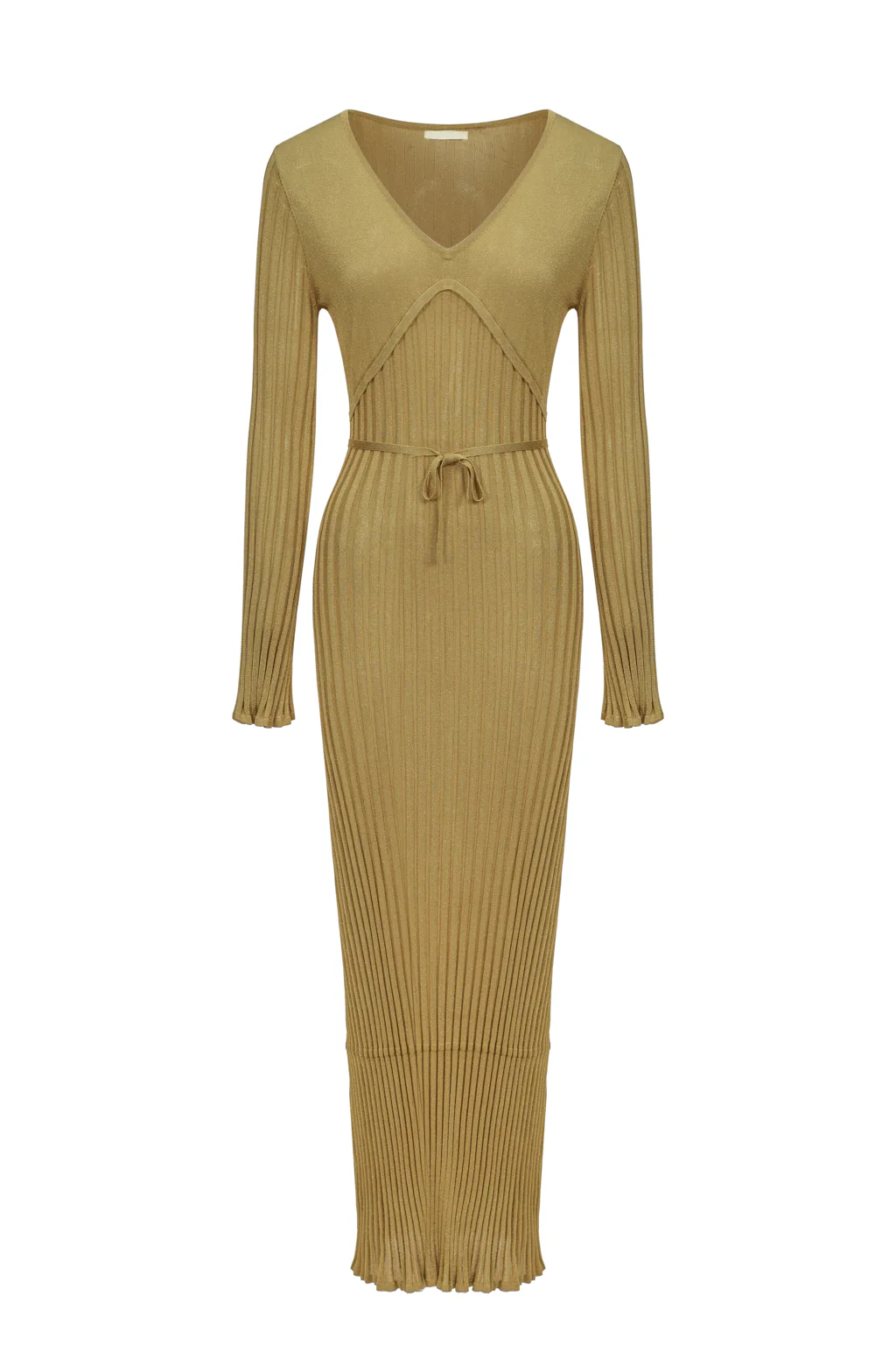 Robe longue en maille côtelée scintillante - Or