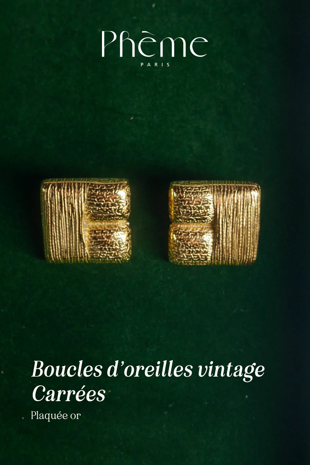 Boucles d'oreilles vintage carrées - Plaqué or