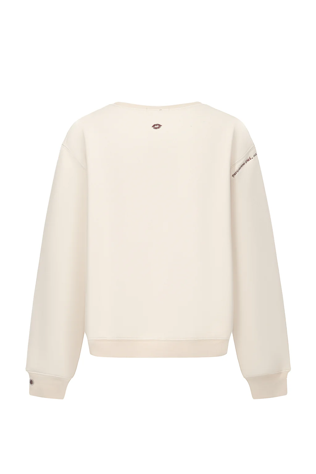 Sweat-shirt en jersey de coton mélangé à broderies - beige