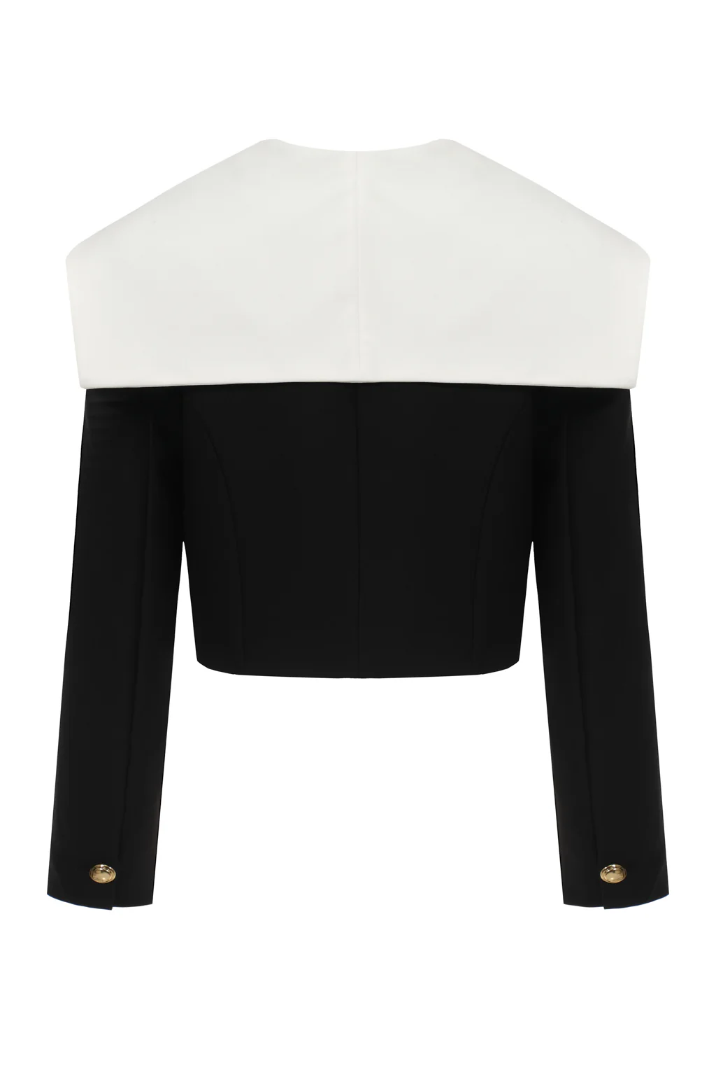 Blazer raccourci à col oversize - noir et blanc