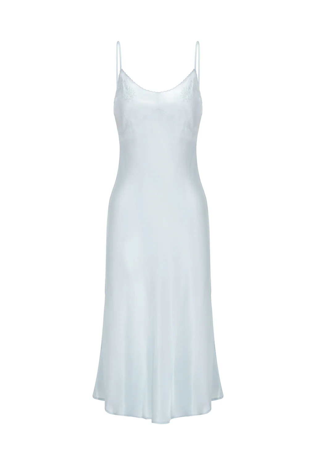 Robe nuisette en soie avec broderies style vintage - Vert menthe