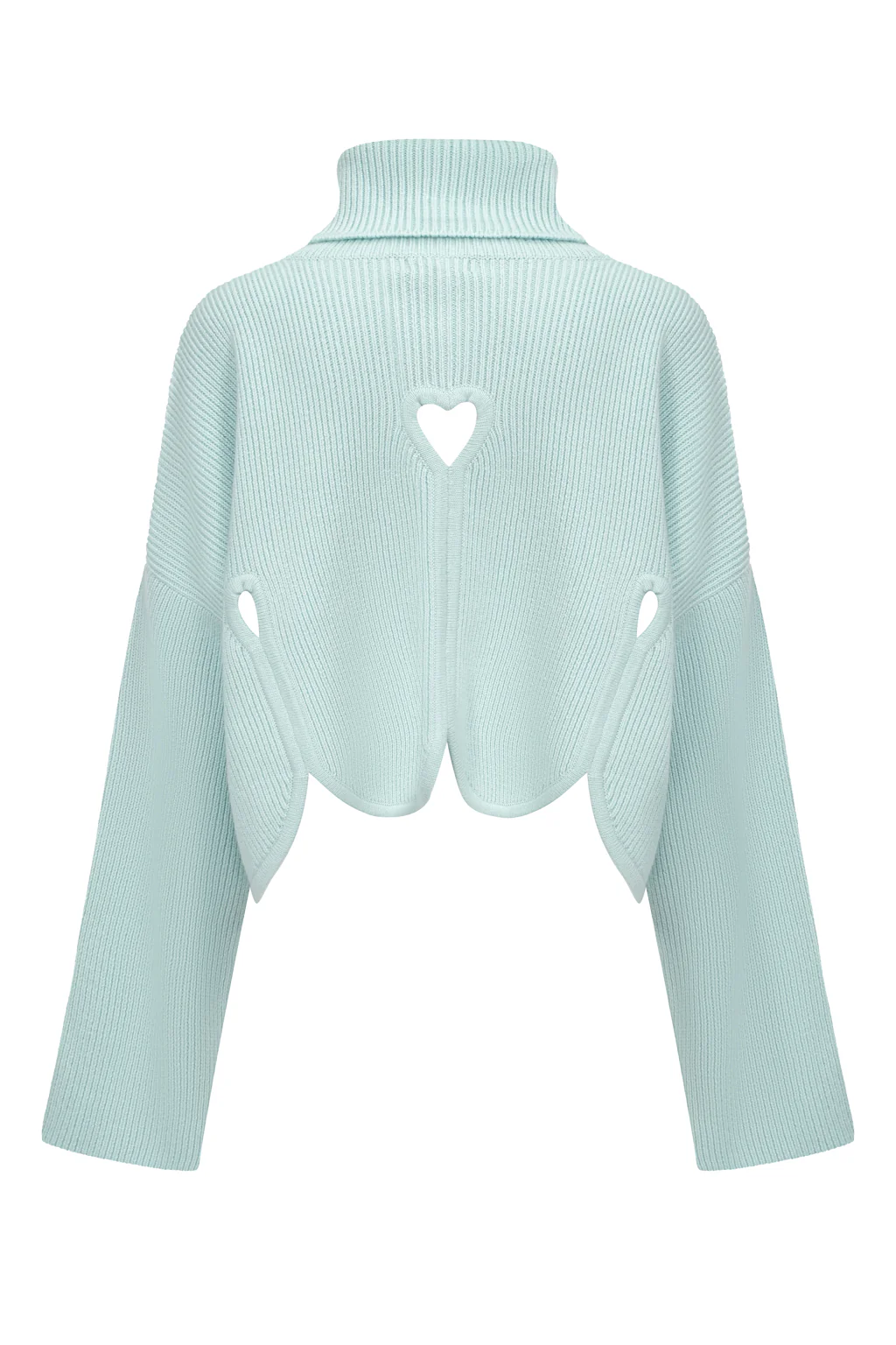 Pull en pur cachemire à découpe coeurs - vert spray