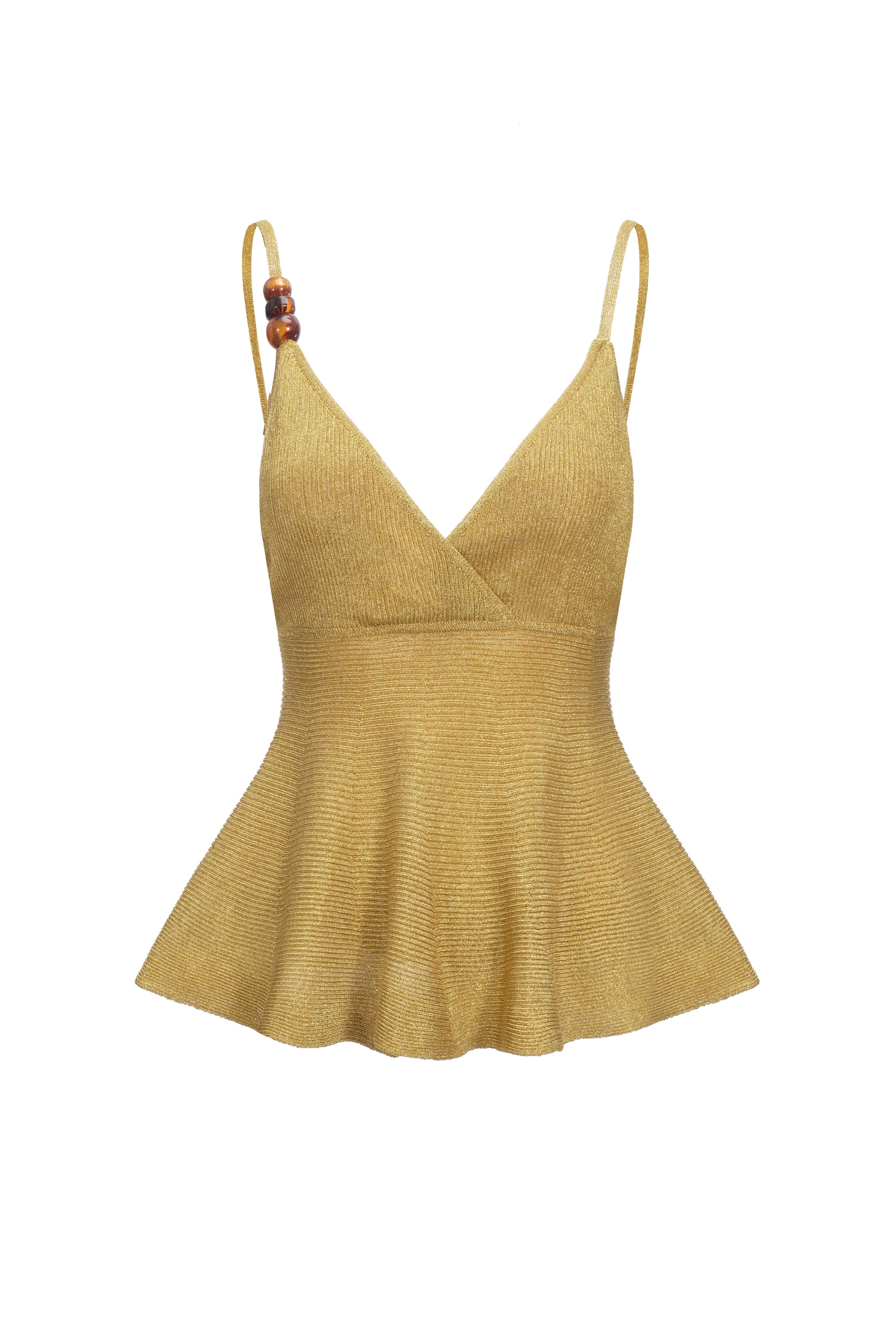 Haut en maille métallisée à liens - Or