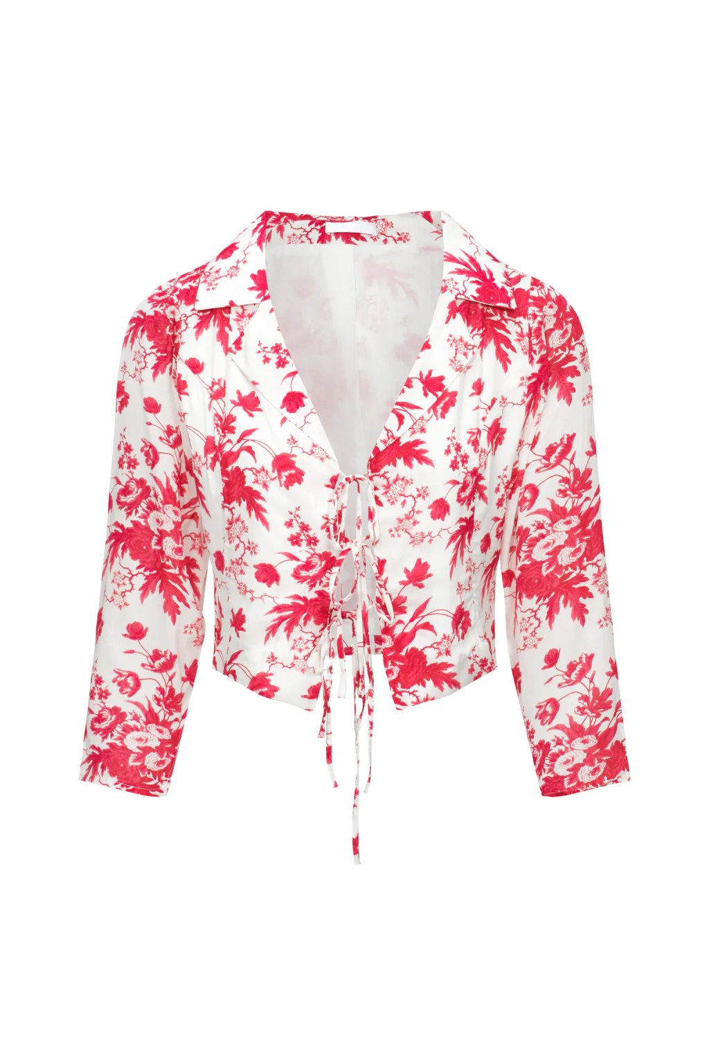 Chemise Raccourcie en Crêpe Fine Imprimée et à Liens - Érable