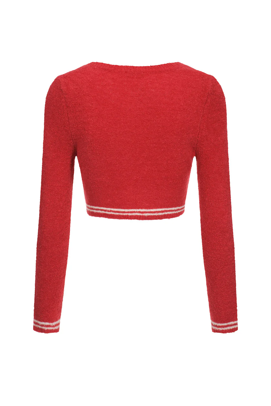 Haut raccourci en maille bouclette - cerise