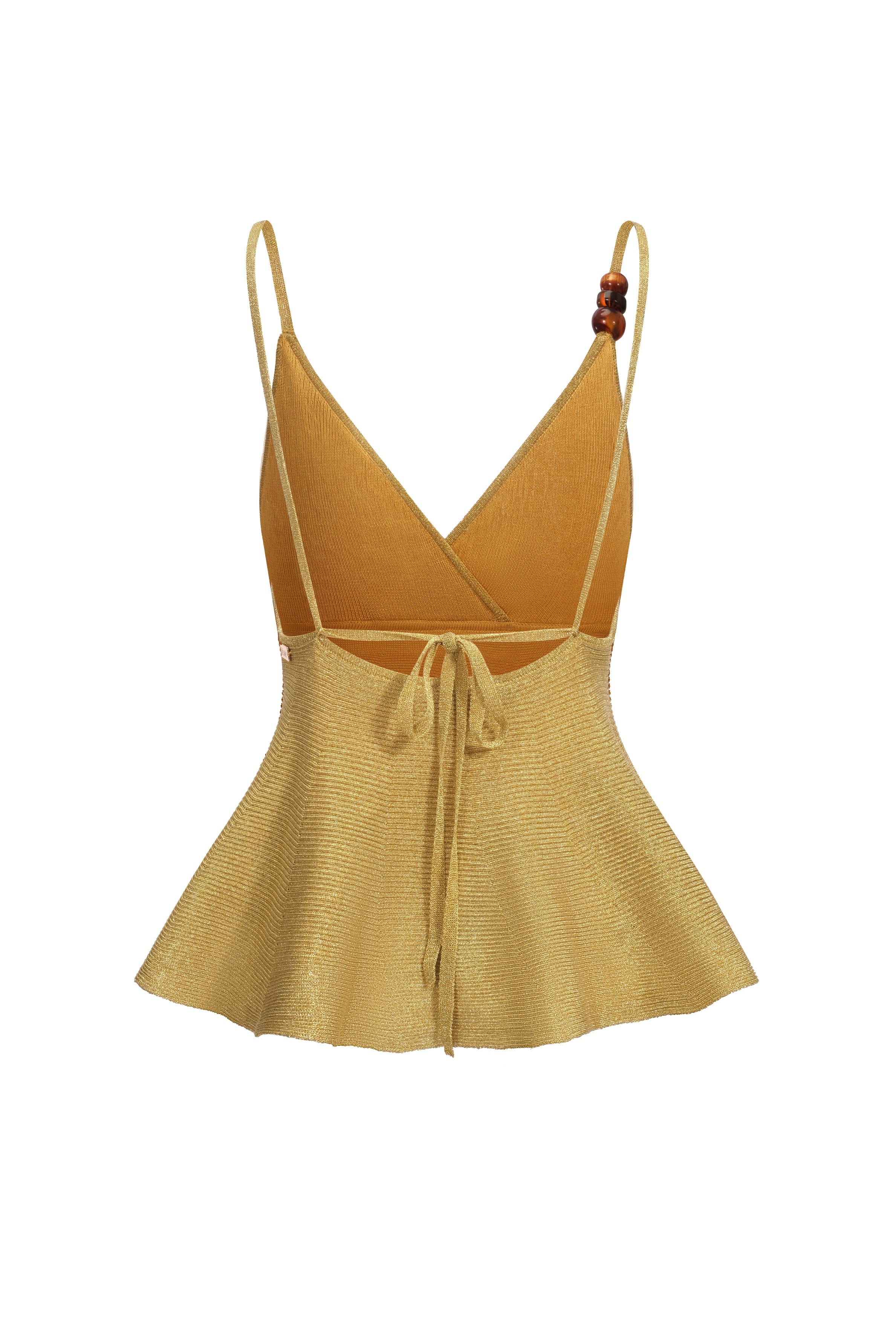 Haut en maille métallisée à liens - Or