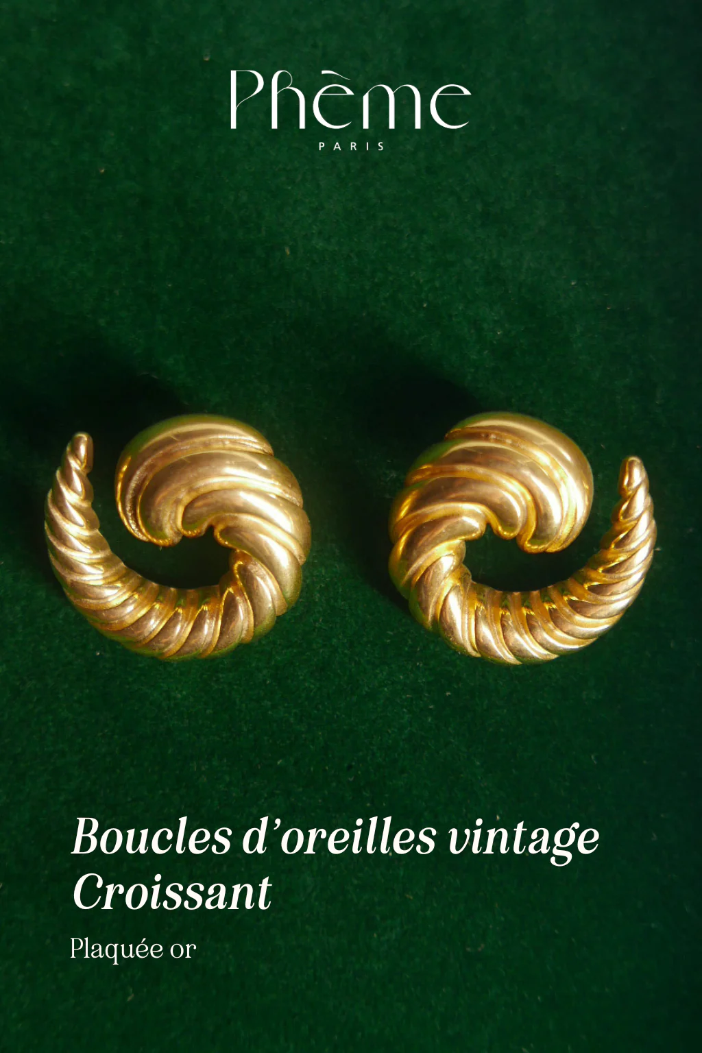 Boucles d'oreilles vintage croissant - Plaqué or