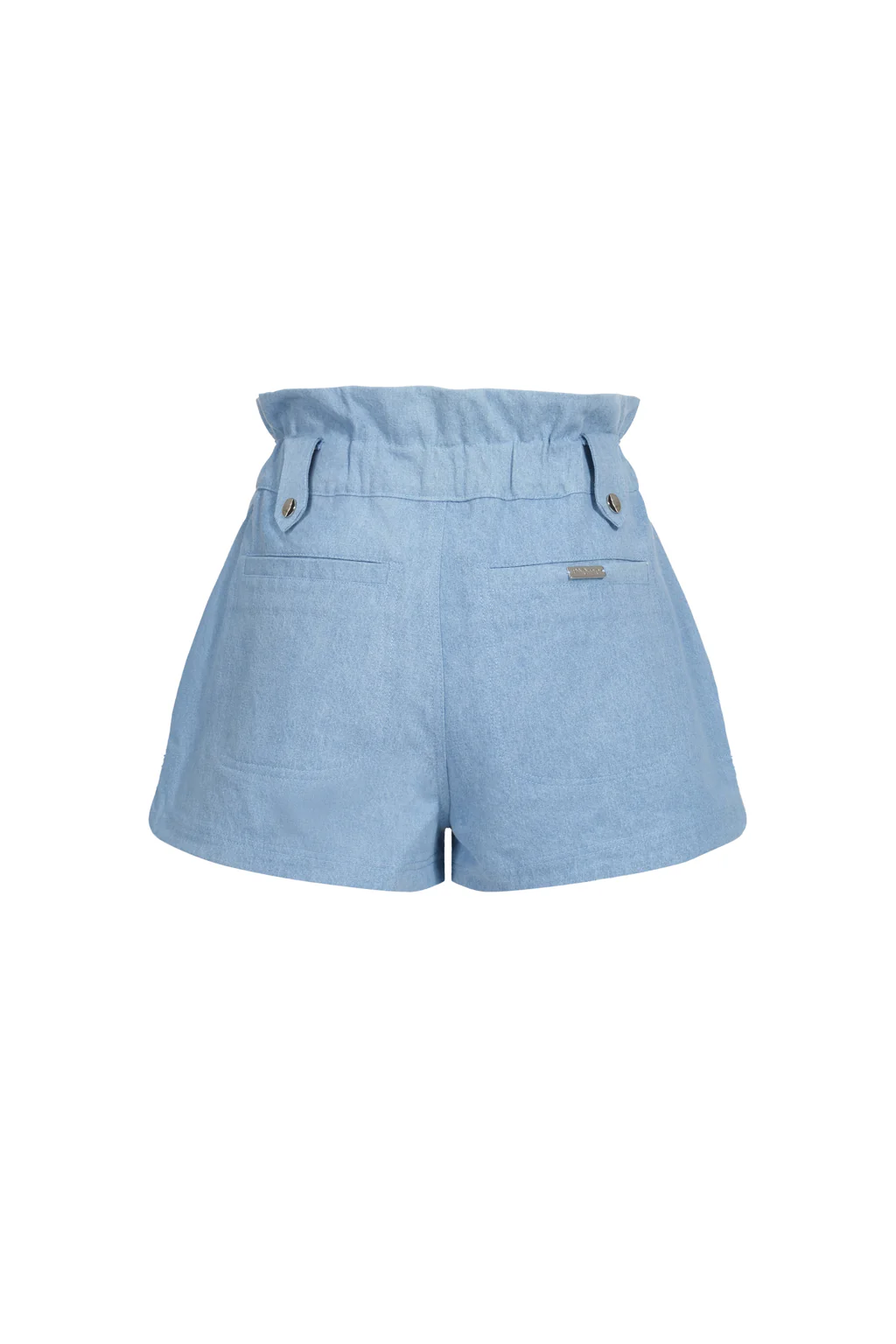 Short taille haute en jean avec broderies - Bleu clair