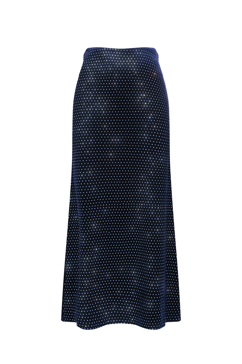 Jupe midi en velours à cristaux - bleu palace