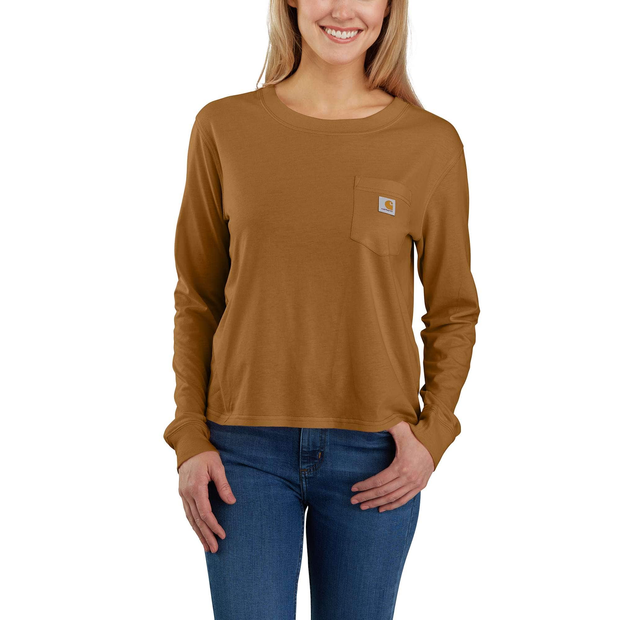 Women's Loose Fit Lightweight Long-Sleeve Crewneck Pocket T-Shirt - Carhartt Outlet