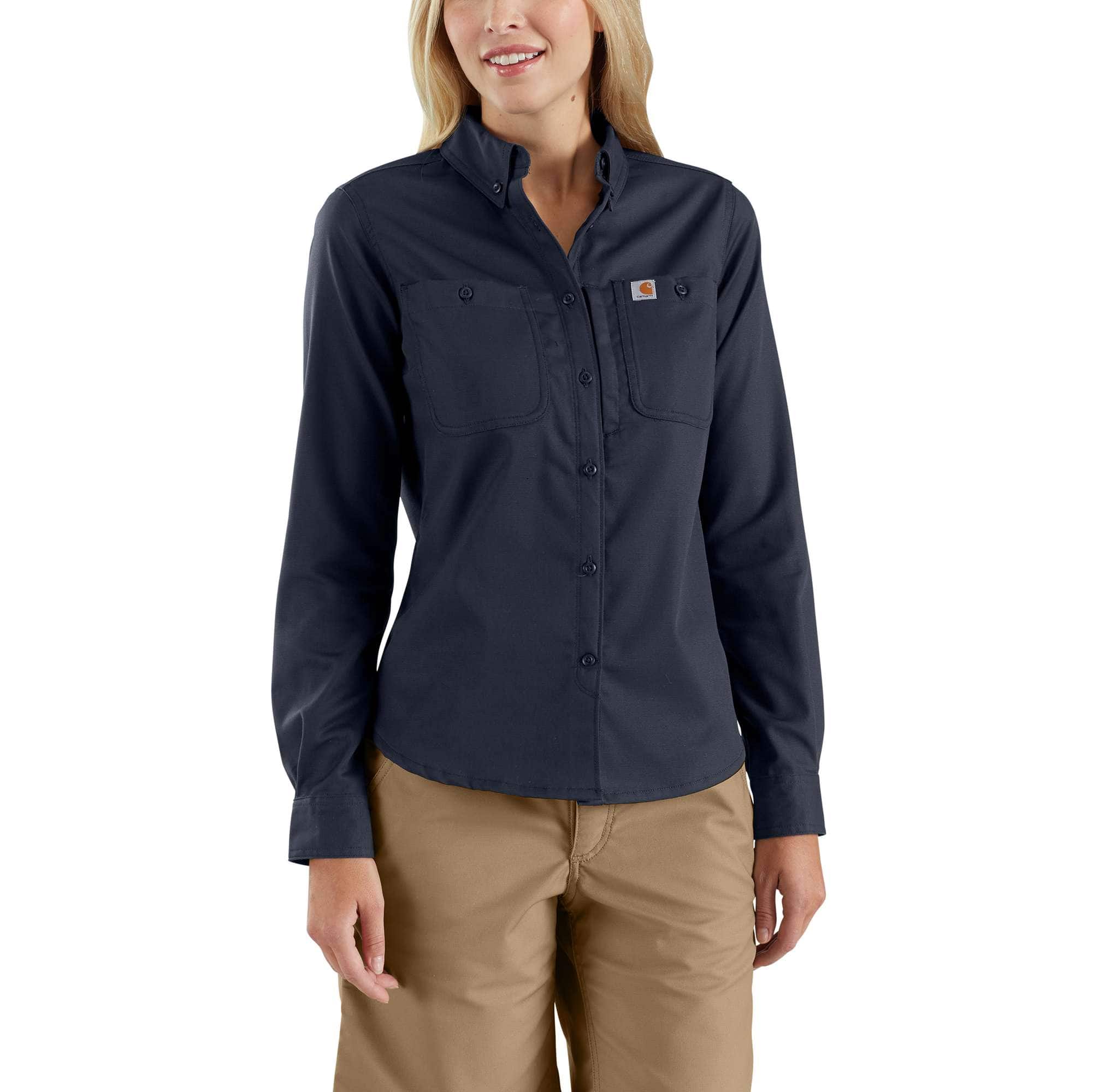 Women's Rugged Professional Series Relaxed Fit Canvas Long Sleeve Work Shirt - Carhartt Outlet
