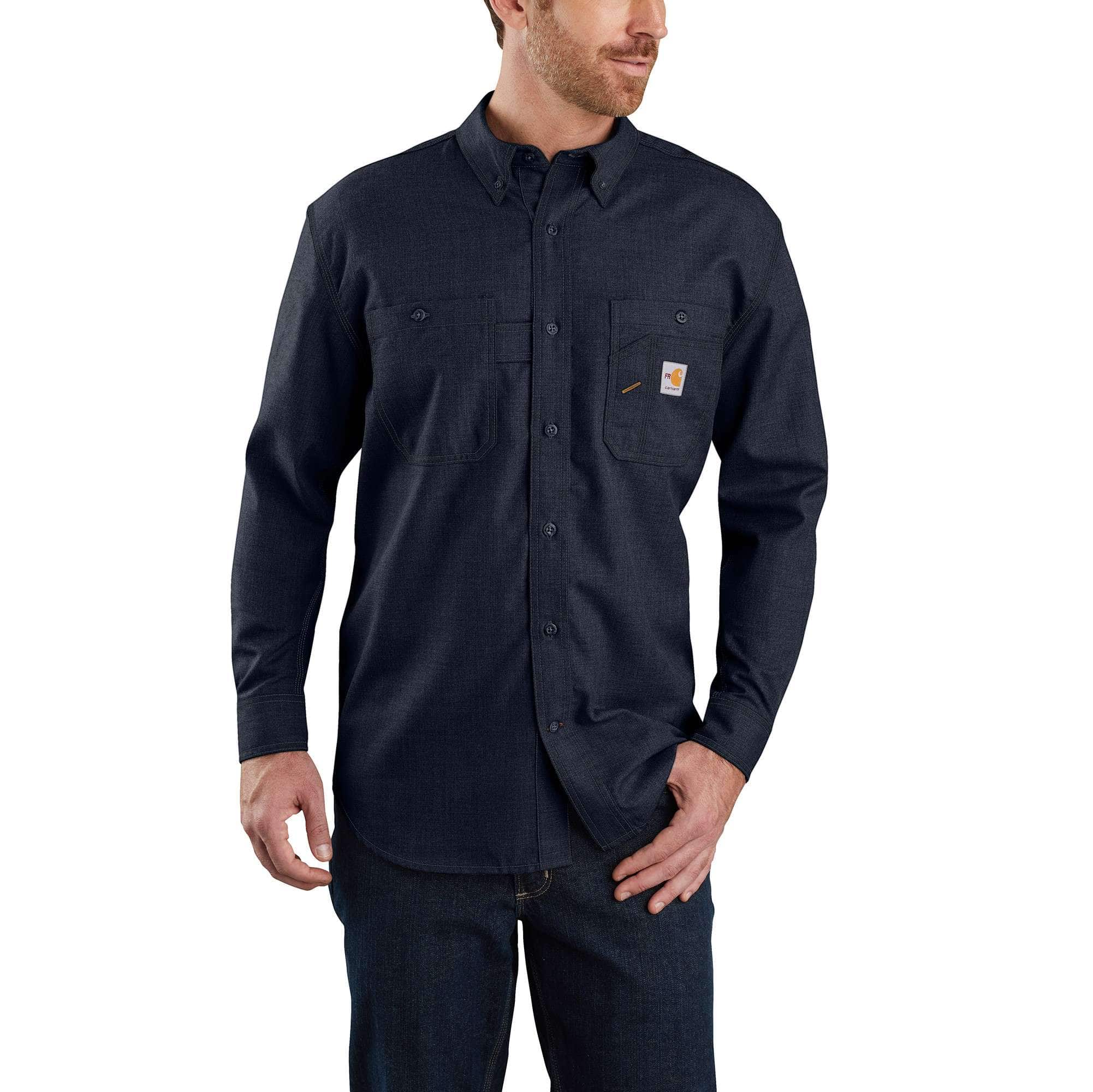 Flame-Resistant Carhartt Force Loose Fit Lightweight Long-Sleeve Button-Front Shirt - Carhartt Outlet