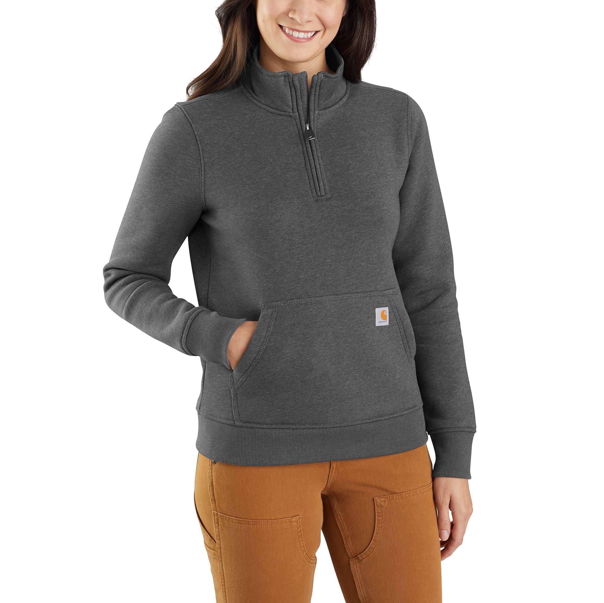 Women's Relaxed Fit Midweight Quarter-Zip Mock-Neck Sweatshirt - Carhartt Outlet