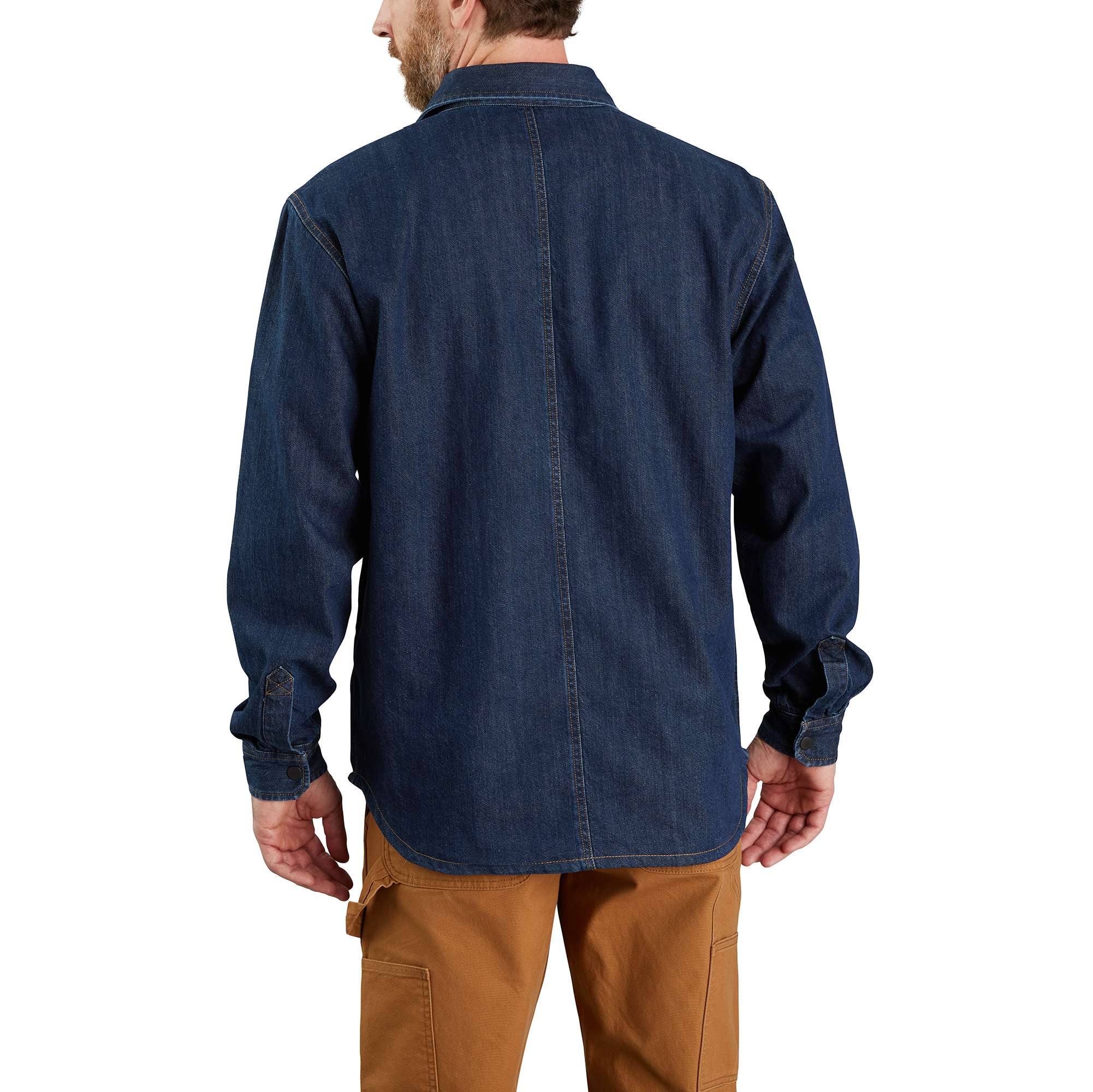 Relaxed Fit Denim Fleece Lined Snap-Front Shirt Jac - Carhartt Outlet