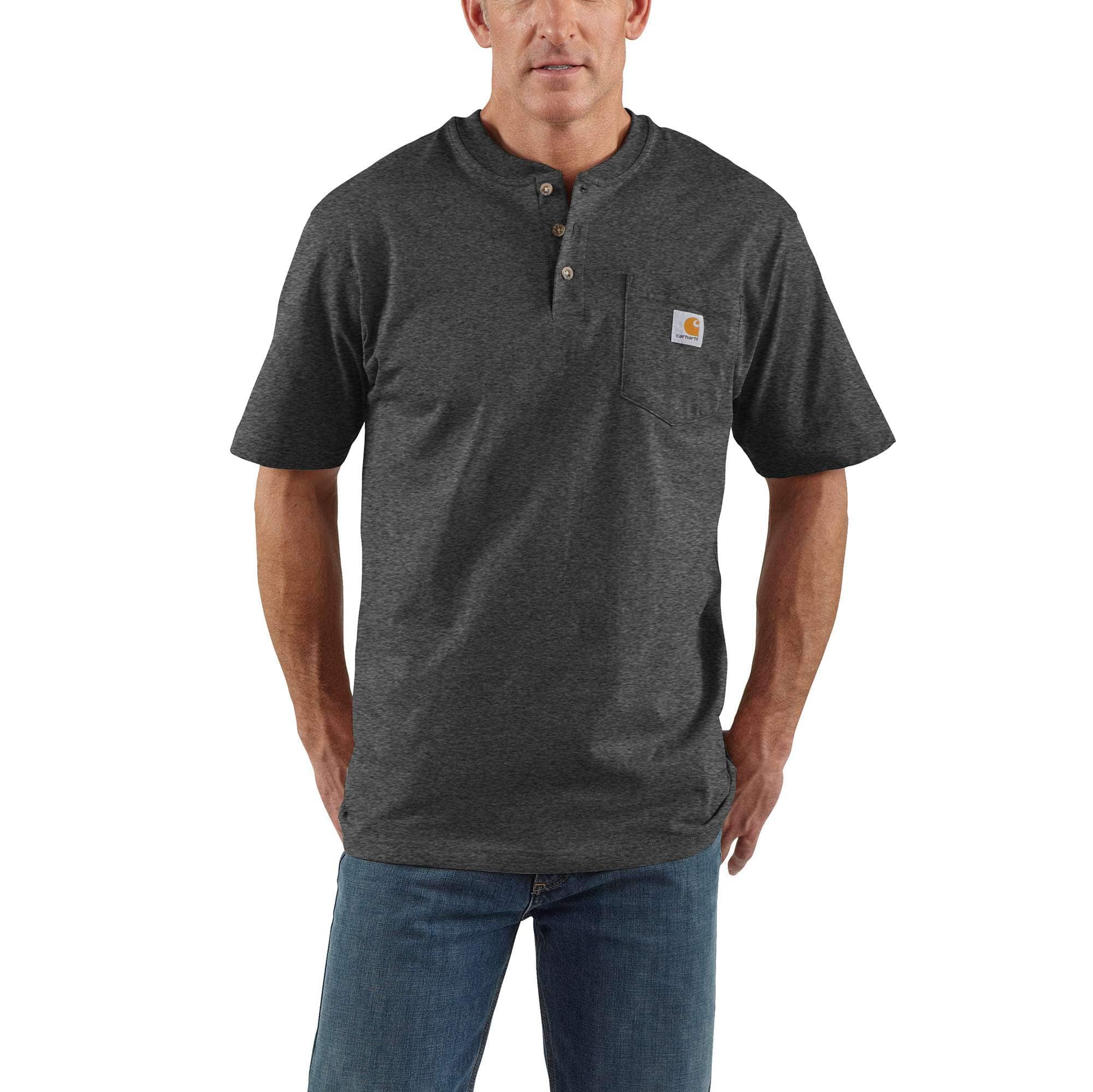Loose Fit Heavyweight Short-Sleeve Pocket Henley T-Shirt - Carhartt Outlet