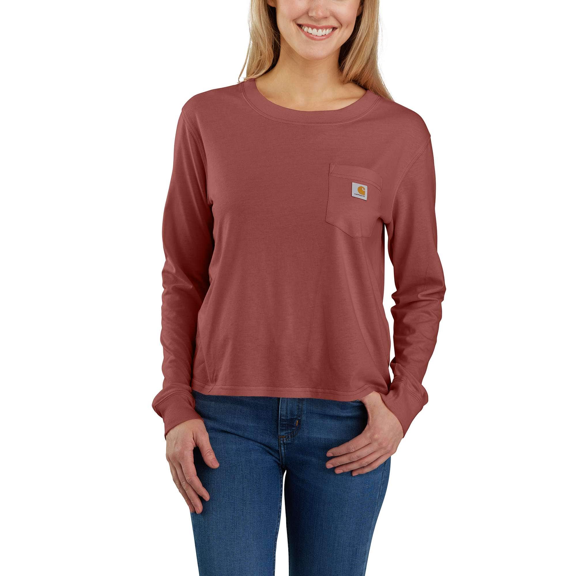 Women's Loose Fit Lightweight Long-Sleeve Crewneck Pocket T-Shirt - Carhartt Outlet