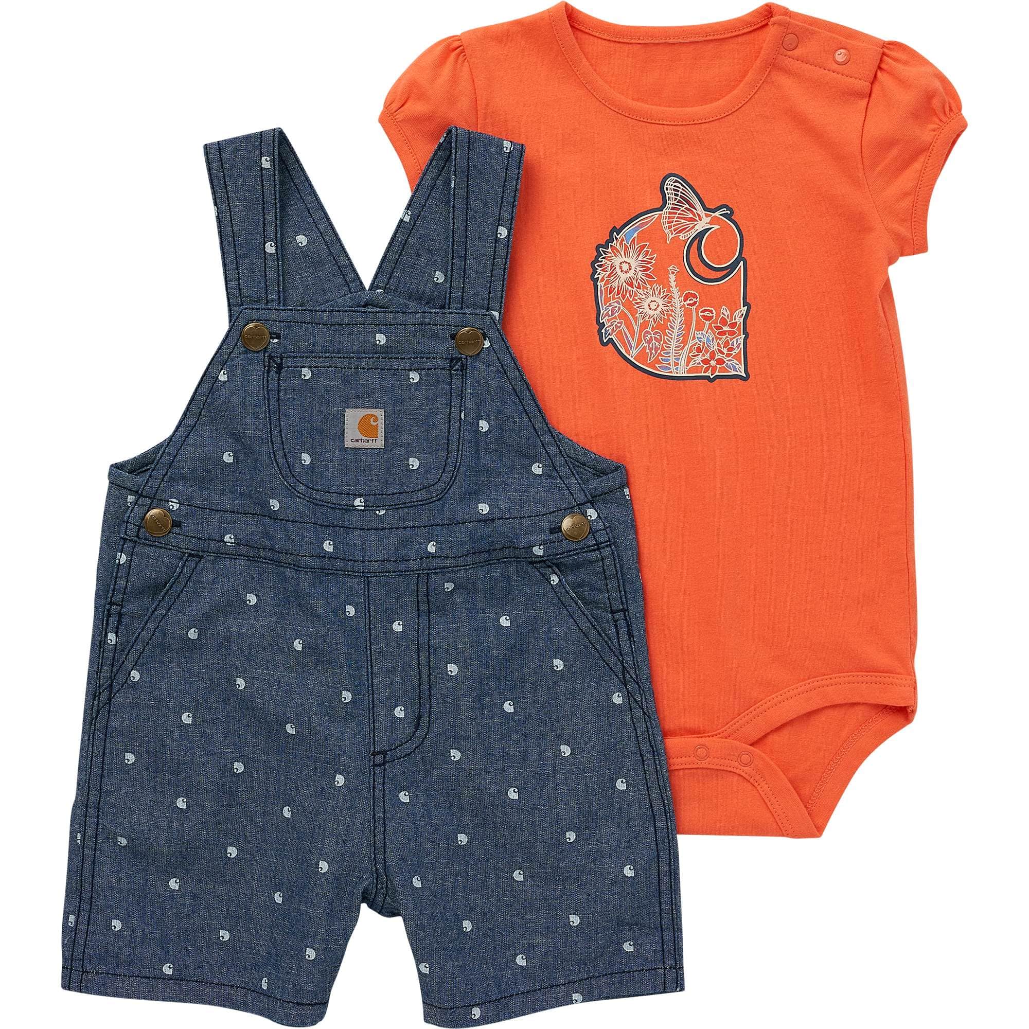 Girls' Short Sleeve Chambray Shortall Set (Infant) - Carhartt Outlet