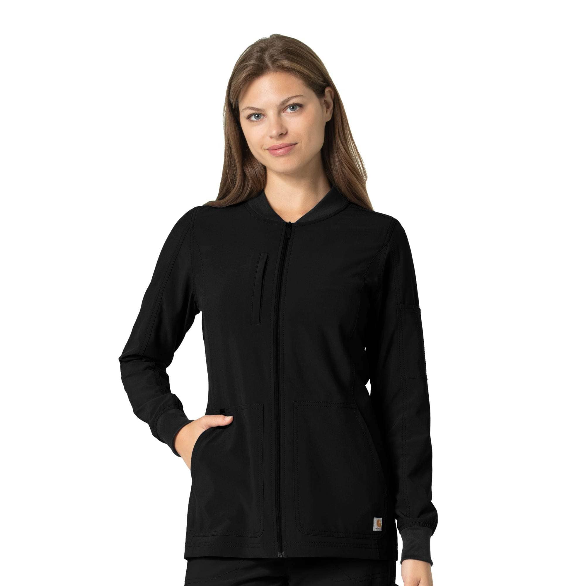 Women's Carhartt Force Women's Force Cross-Flex Zip-Front Utility Scrub Jacket - Carhartt Outlet
