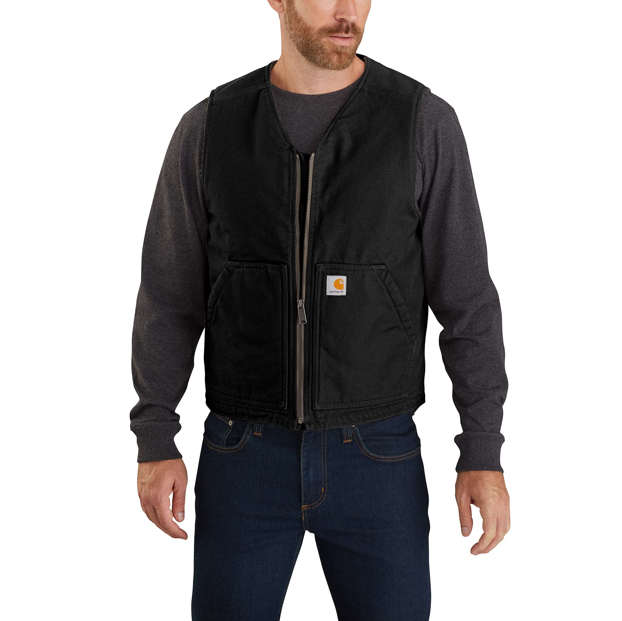 Relaxed Fit Washed Duck Sherpa-Lined Vest - Carhartt Outlet