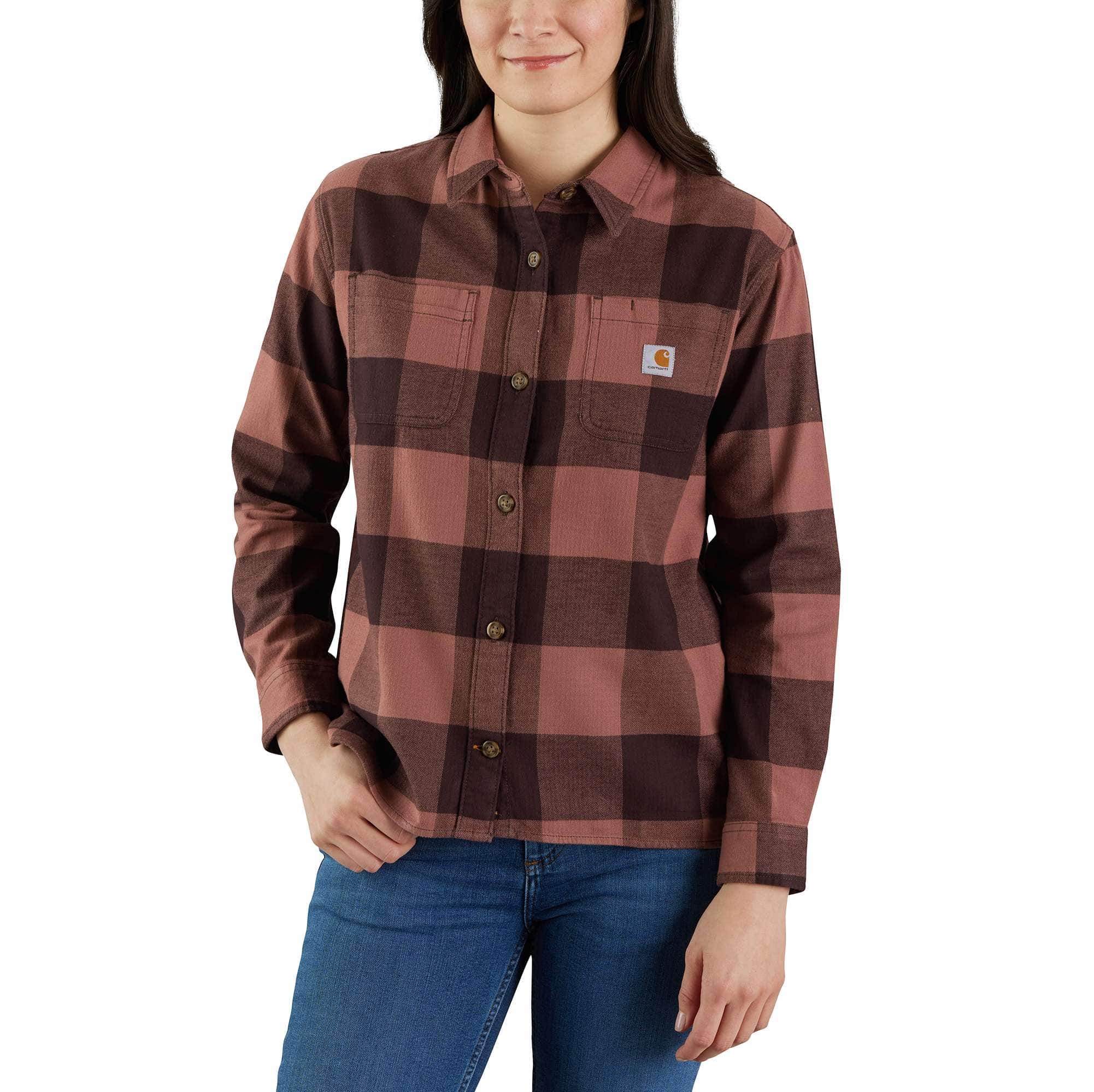 Women's Rugged Flex Loose Fit Midweight Flannel Long-Sleeve Plaid Shirt - Carhartt Outlet