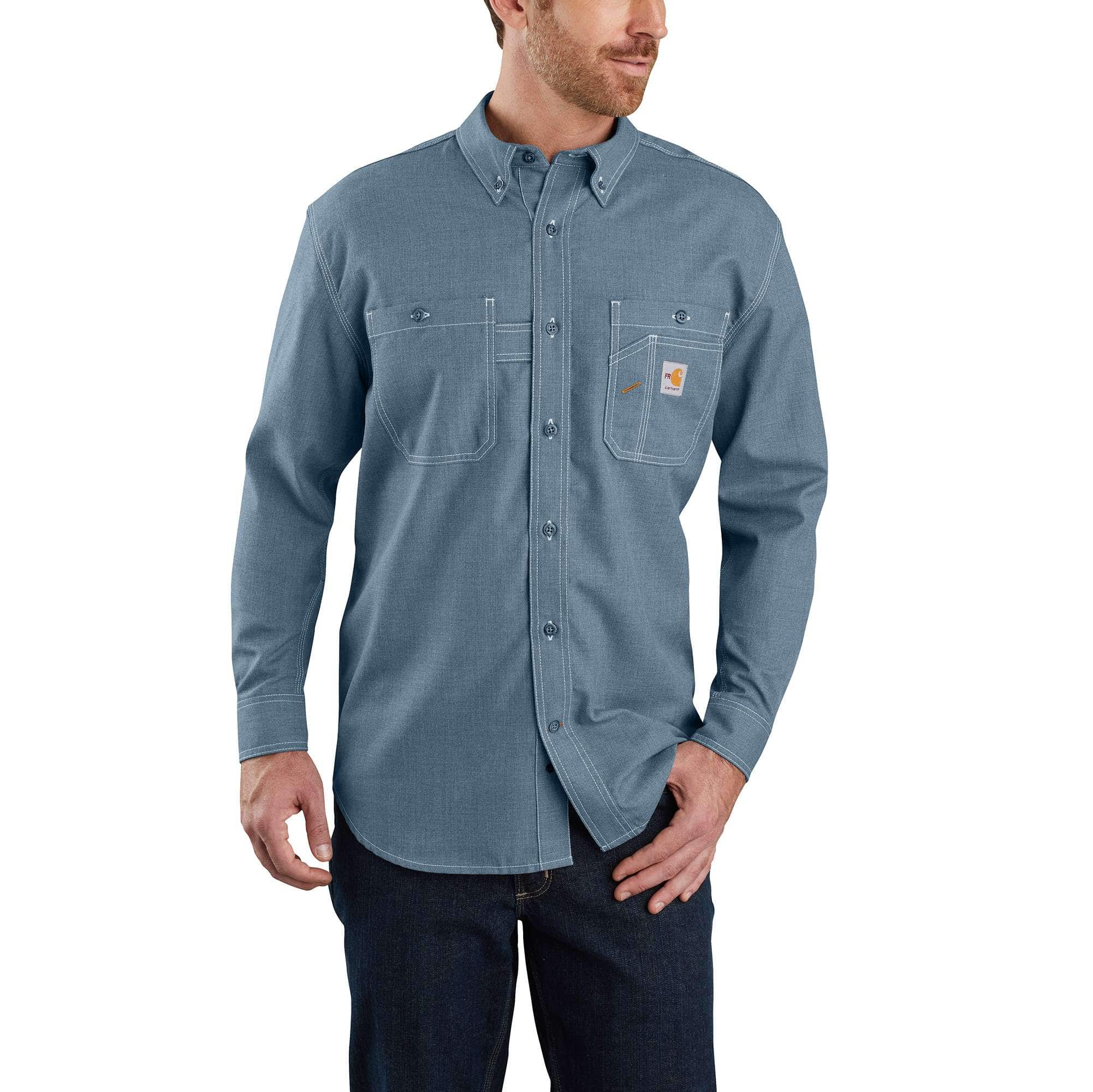 Flame-Resistant Carhartt Force Loose Fit Lightweight Long-Sleeve Button-Front Shirt - Carhartt Outlet