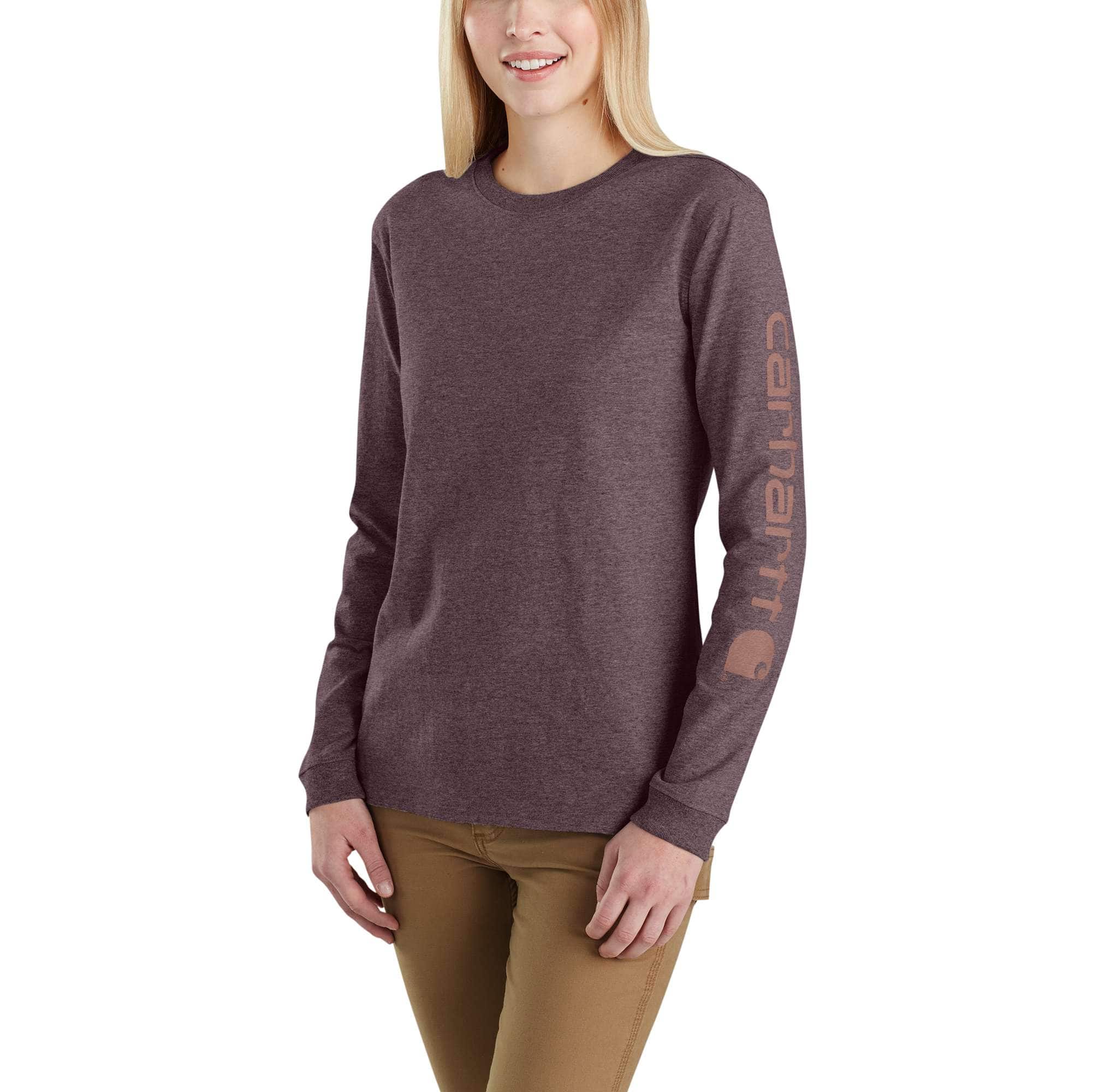 Women's Loose Fit Heavyweight Long-Sleeve Logo Sleeve Graphic T-Shirt - Carhartt Outlet