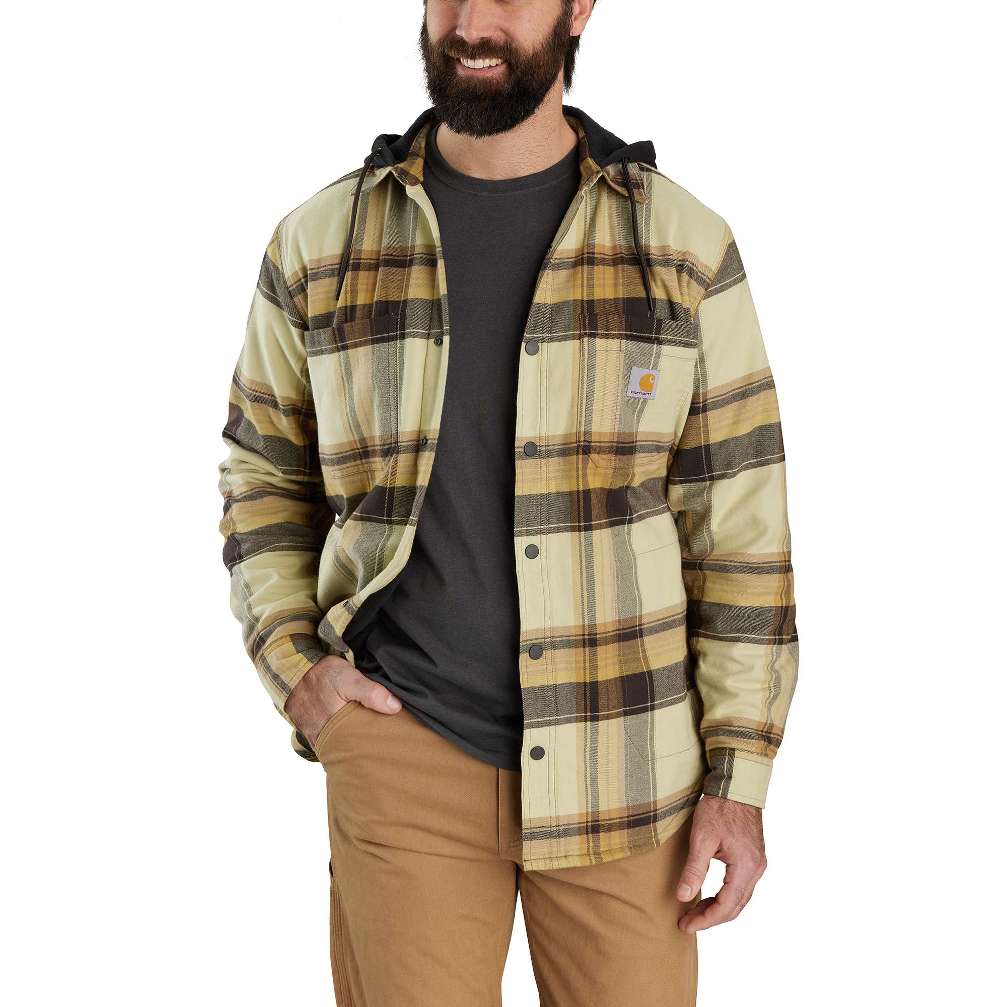 Rugged Flex Relaxed Fit Flannel Fleece Lined Hooded Shirt Jac - Carhartt Outlet