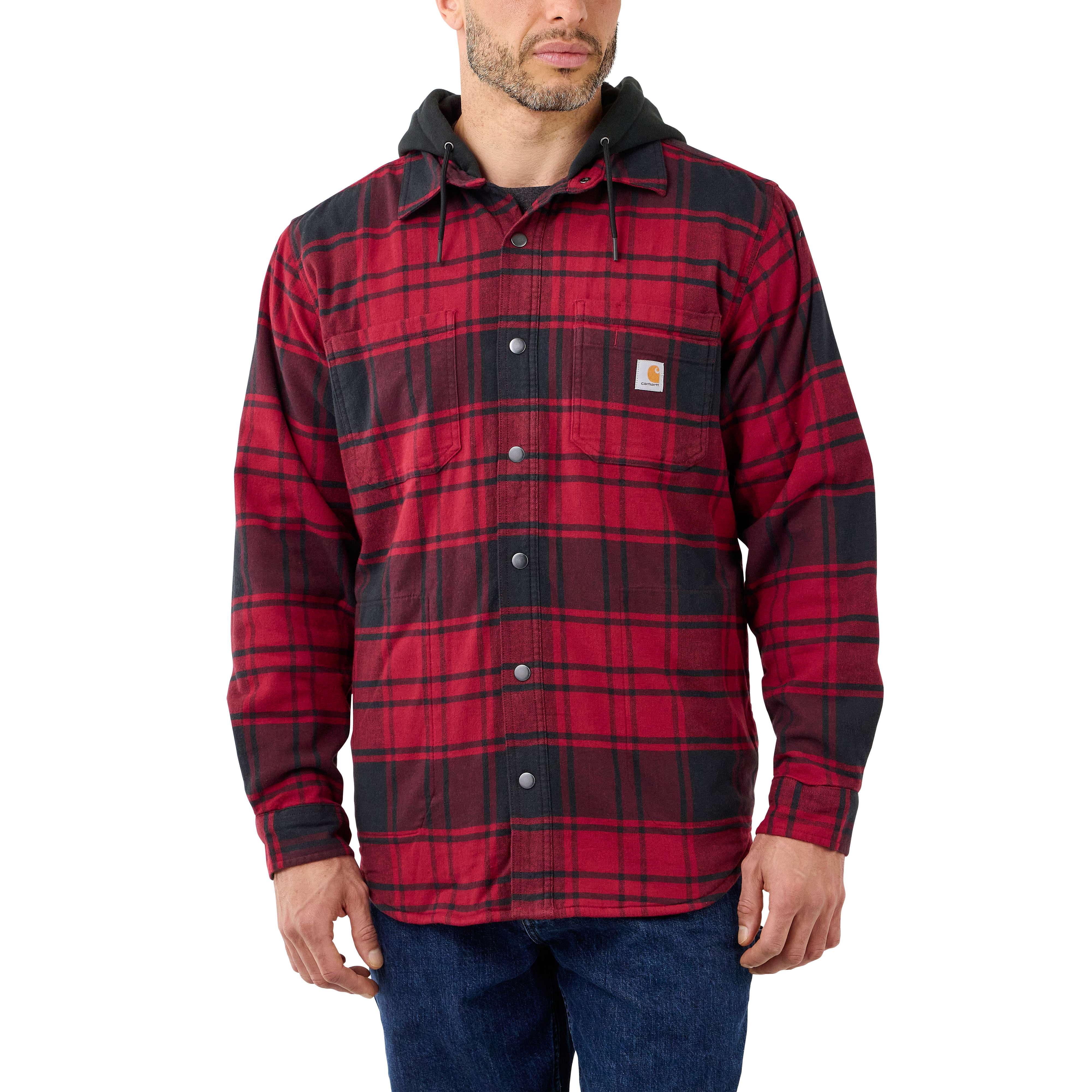 Rugged Flex Relaxed Fit Flannel Fleece Lined Hooded Shirt Jac - Carhartt Outlet