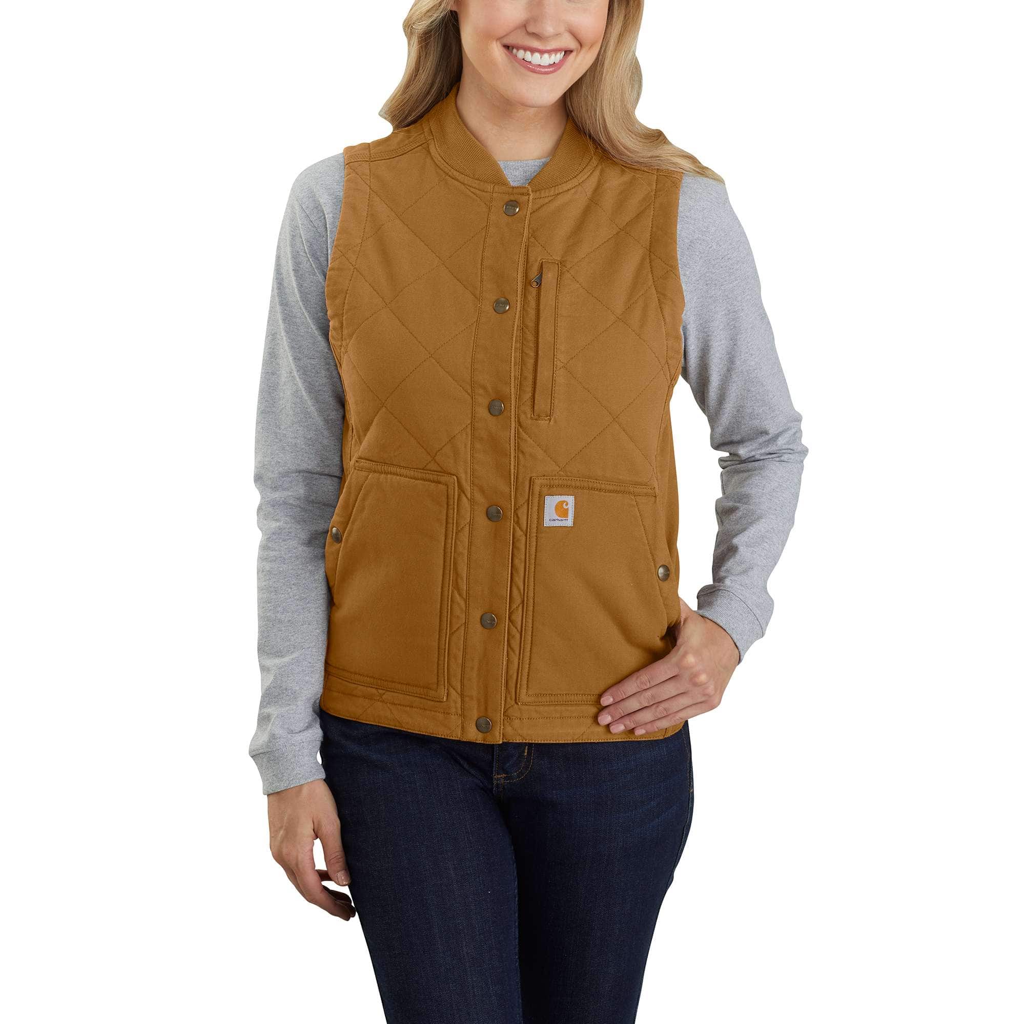 Women's Rugged Flex Relaxed Fit Canvas Insulated Rib Collar Vest - Carhartt Outlet